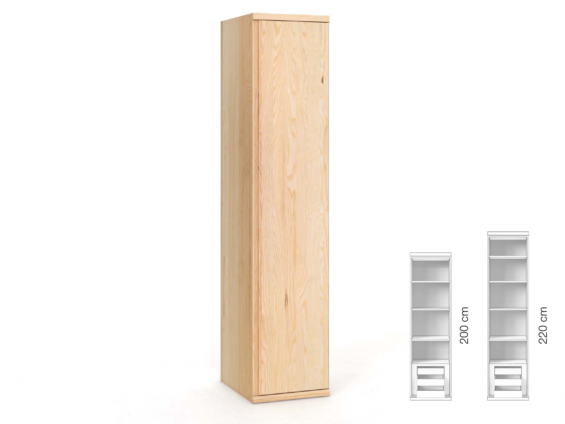 Eschenschrank „Romana“, 1-türig, Höhe 220 cm, Griffausführung „Patrizia“, Inneneinrichtung: C, Türanschlag rechts