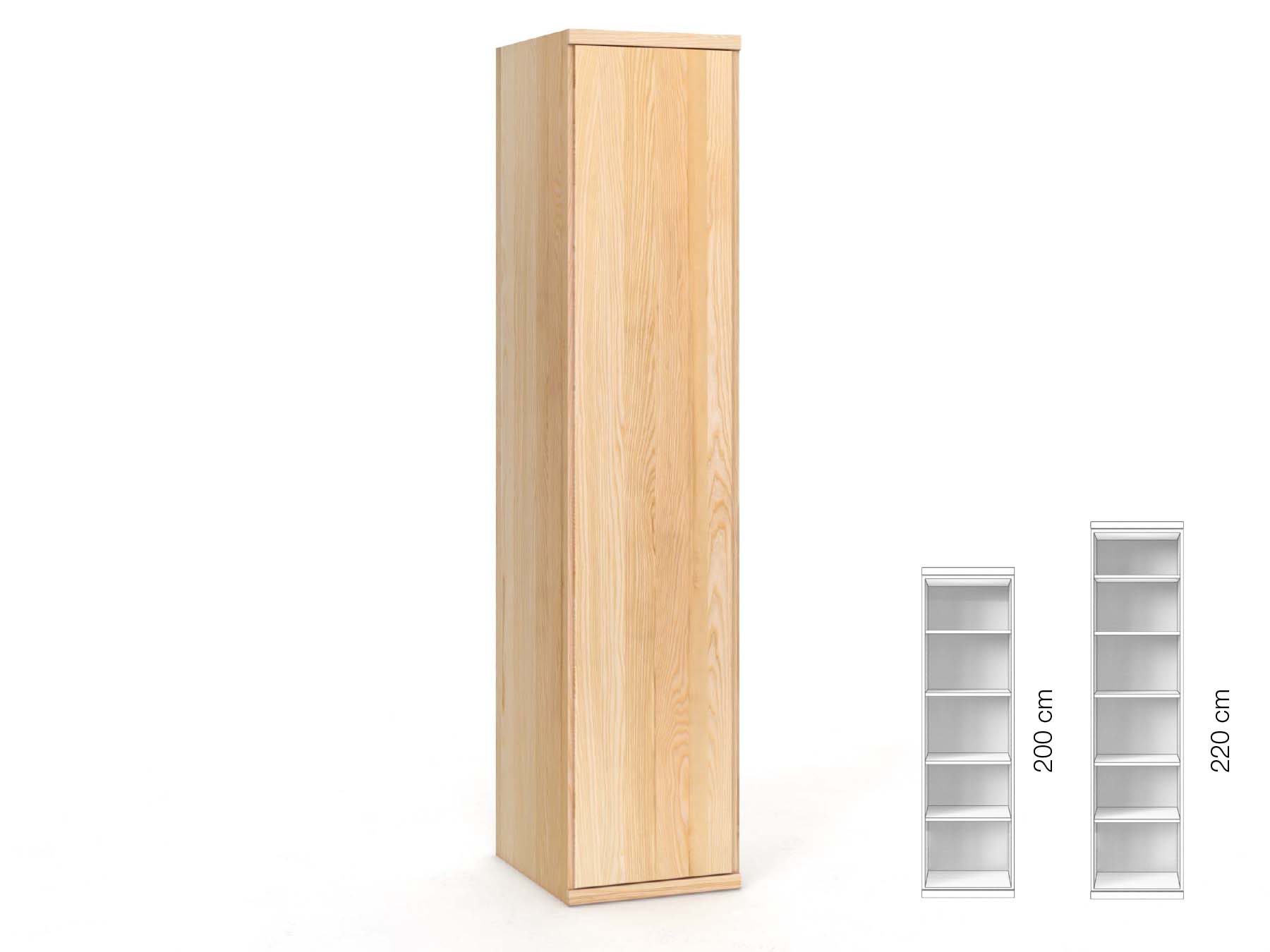 Eschenschrank „Romana“, 1-türig, Höhe 220 cm, Griffausführung „Patrizia“, Inneneinrichtung: B, Türanschlag links