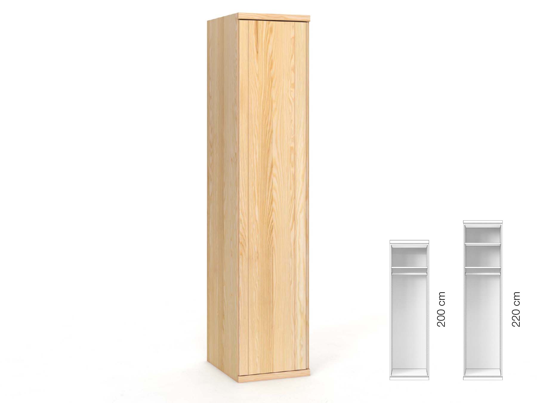 Eschenschrank „Egon“, 1-türig, Höhe 220 cm, Griffausführung „Patrizia“, Inneneinrichtung: A, Türanschlag links