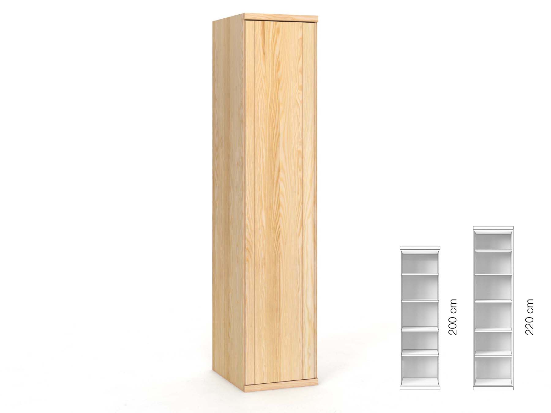 Eschenschrank „Egon“, 1-türig, Höhe 220 cm, Griffausführung „Patrizia“, Inneneinrichtung: B, Türanschlag links