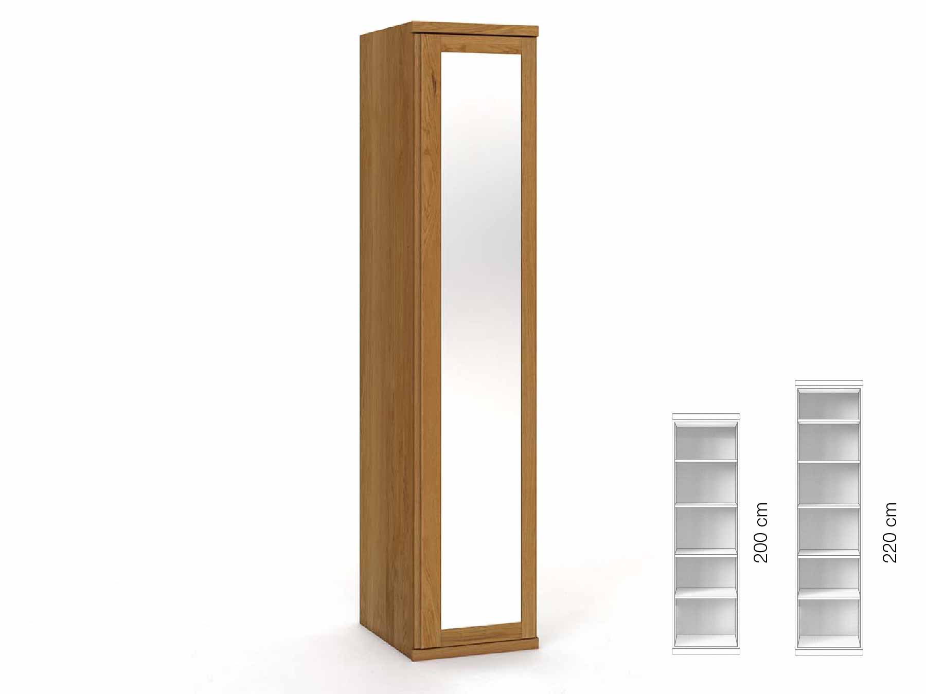 Eichenschrank „Sandra“, 1-türig, Höhe 220 cm, Griffausführung „Patrizia“, Inneneinrichtung: B, Türanschlag rechts