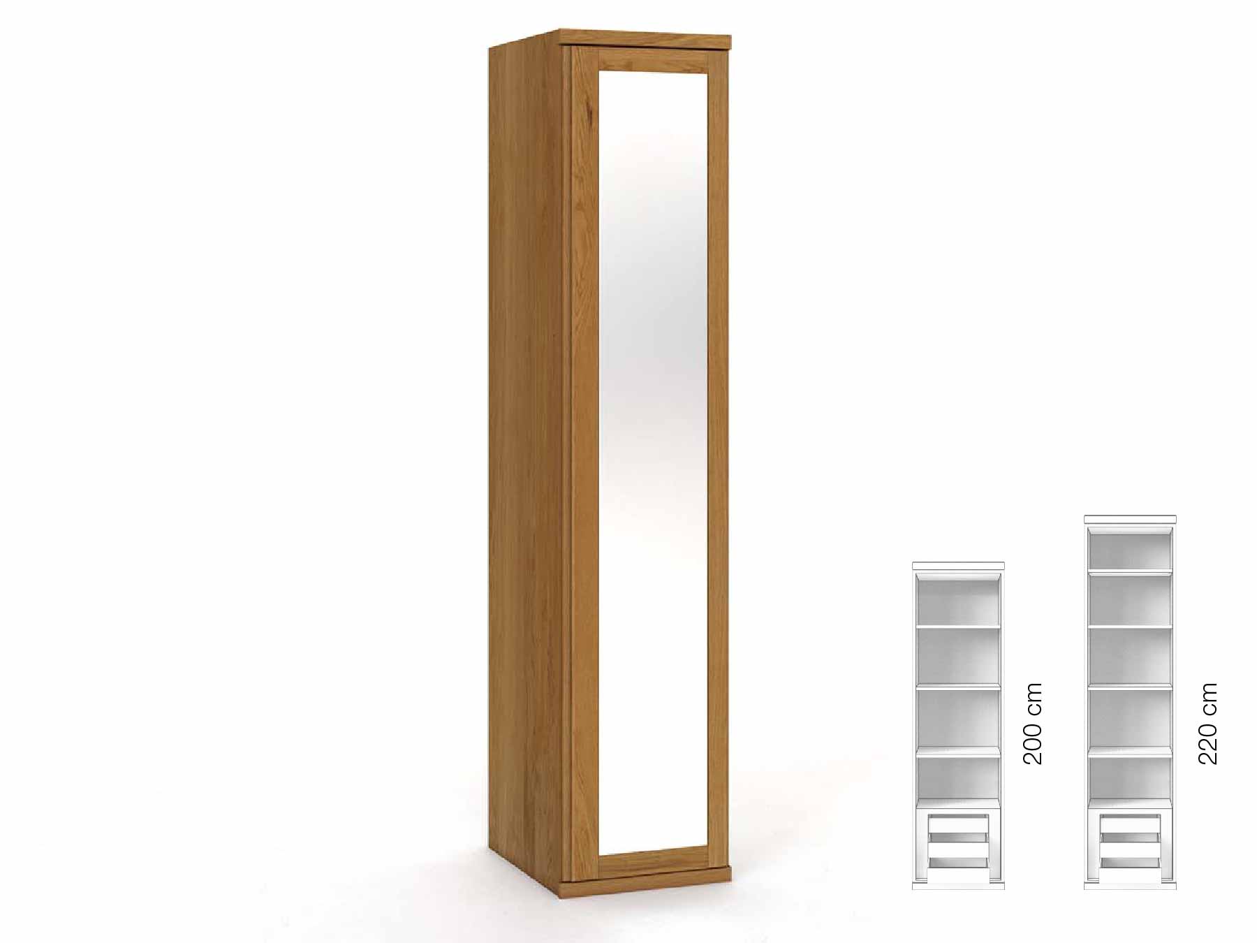Eichenschrank „Sandra“, 1-türig, Höhe 220 cm, Griffausführung „Patrizia“, Inneneinrichtung: C, Türanschlag rechts
