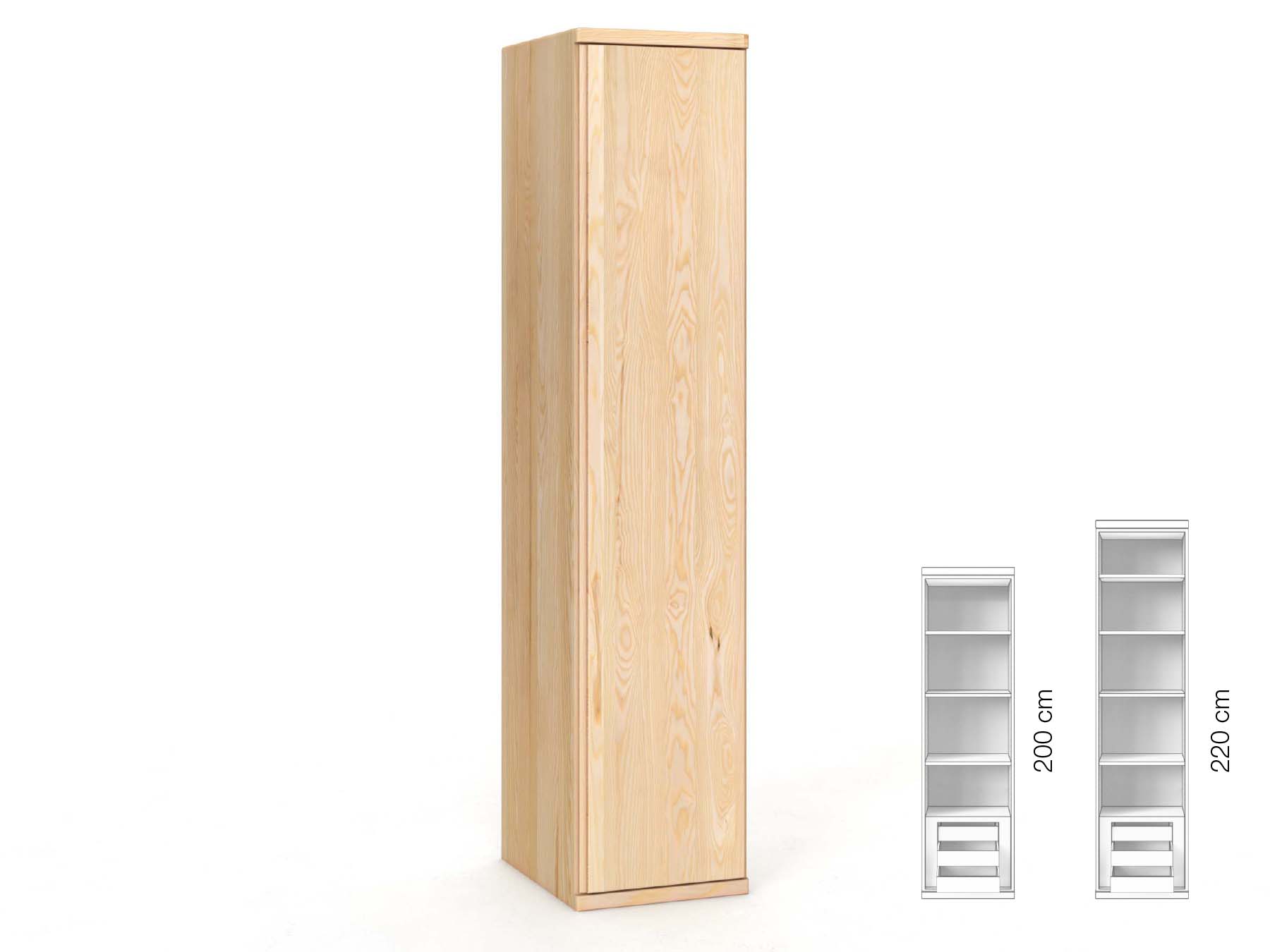 Eschenschrank „Valentin“, 1-türig, Höhe 220 cm, Griffausführung „Patrizia“, Inneneinrichtung: C, Türanschlag rechts