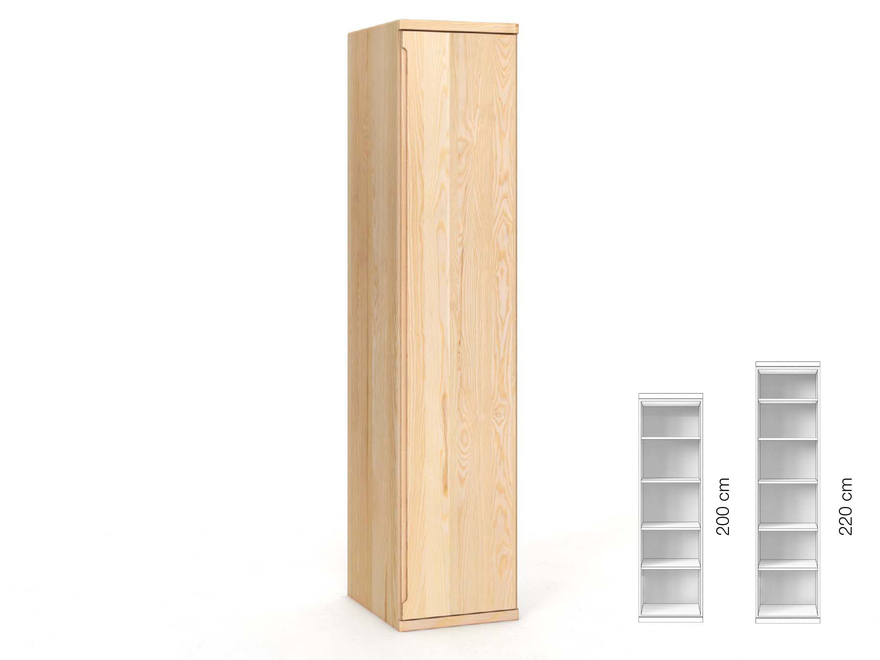 Eschenschrank „Valentin“, 1-türig, Höhe 220 cm, Griffausführung „Lukas“, Inneneinrichtung: B, Türanschlag rechts