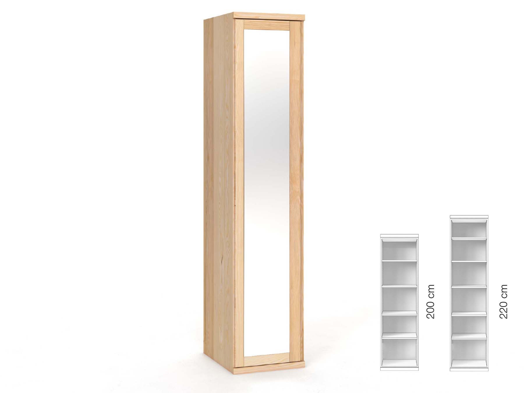 Eschenschrank „Sandra“, 1-türig, Höhe 220 cm, Griffausführung „Patrizia“, Inneneinrichtung: B, Türanschlag links