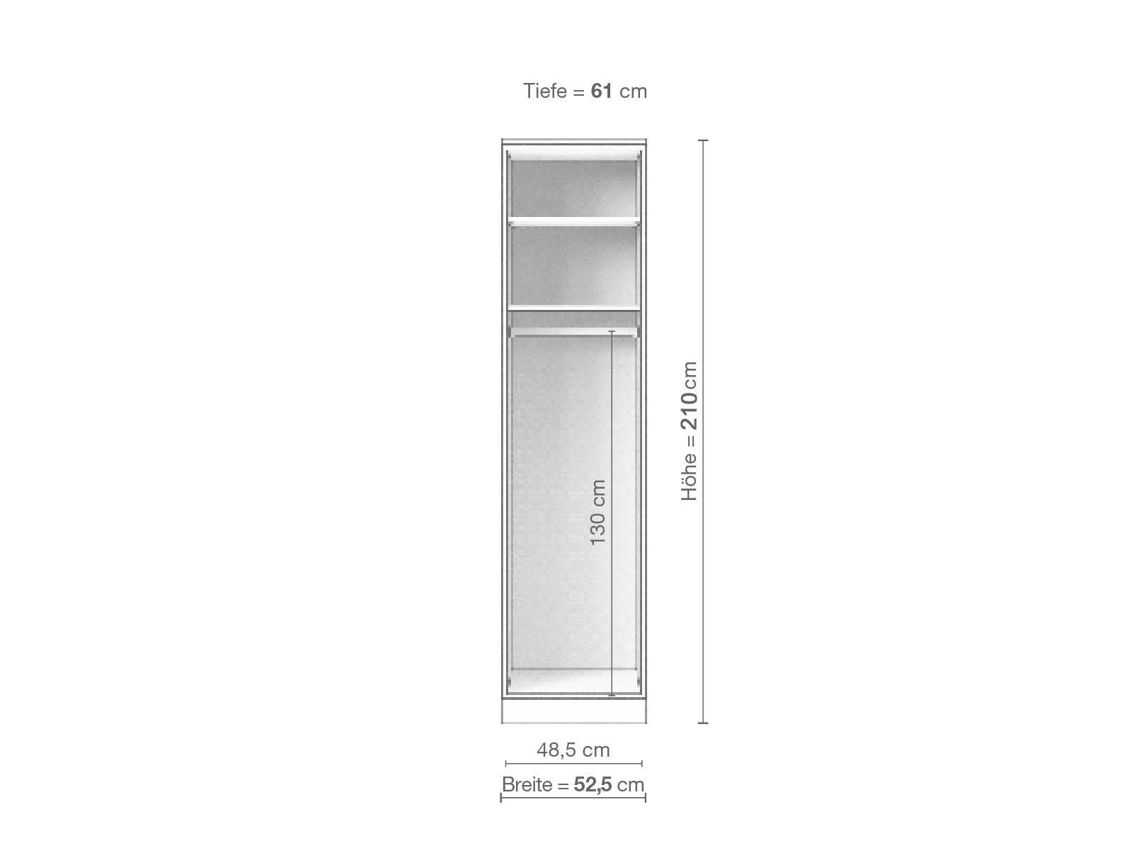 Eschenschrank „Edelweiß“, 1-türig, Höhe 210 cm, Inneneinrichtung A
