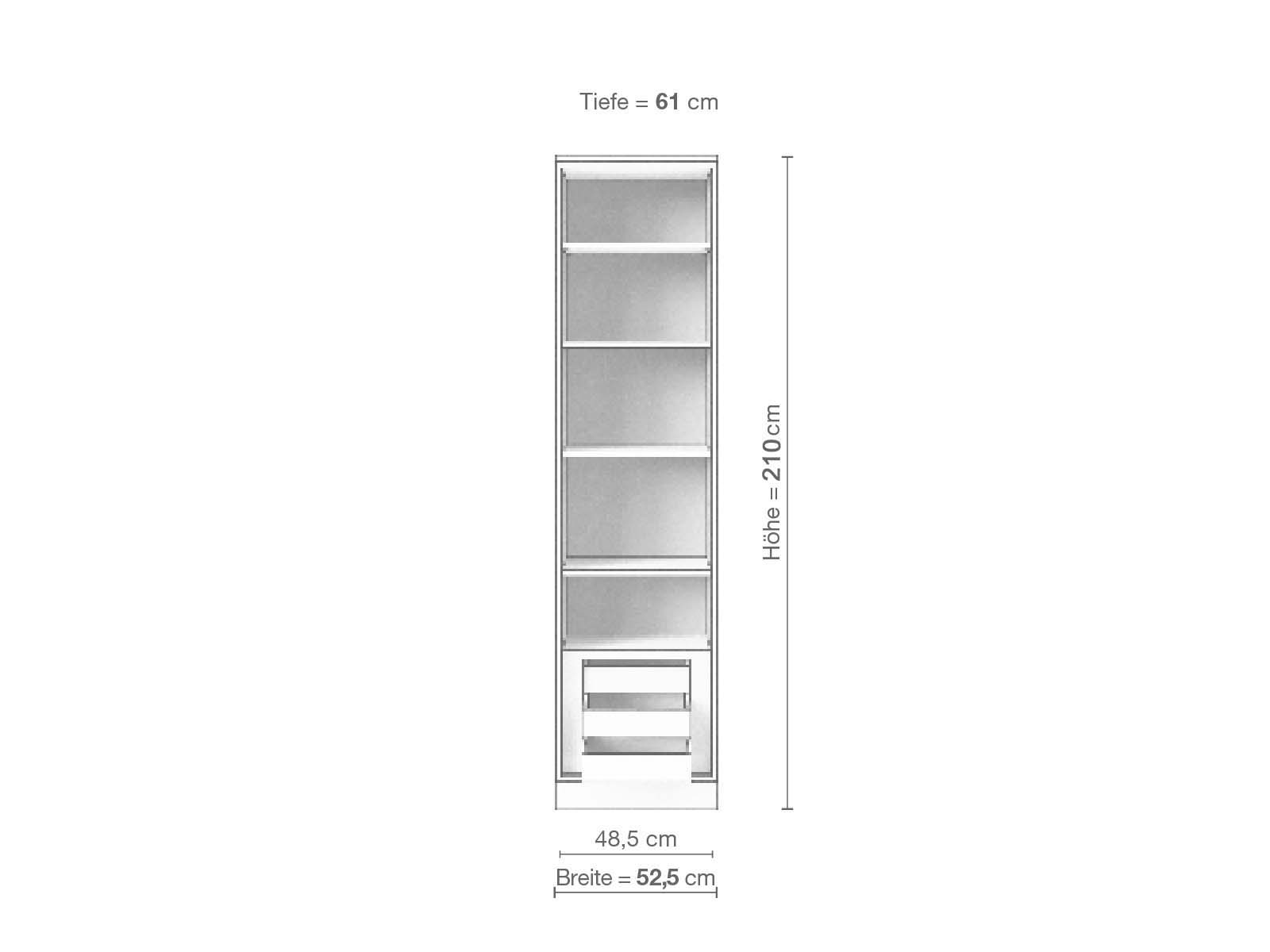 Eschenschrank „Enzian“, 1-türig, Höhe 210 cm, Inneneinrichtung C