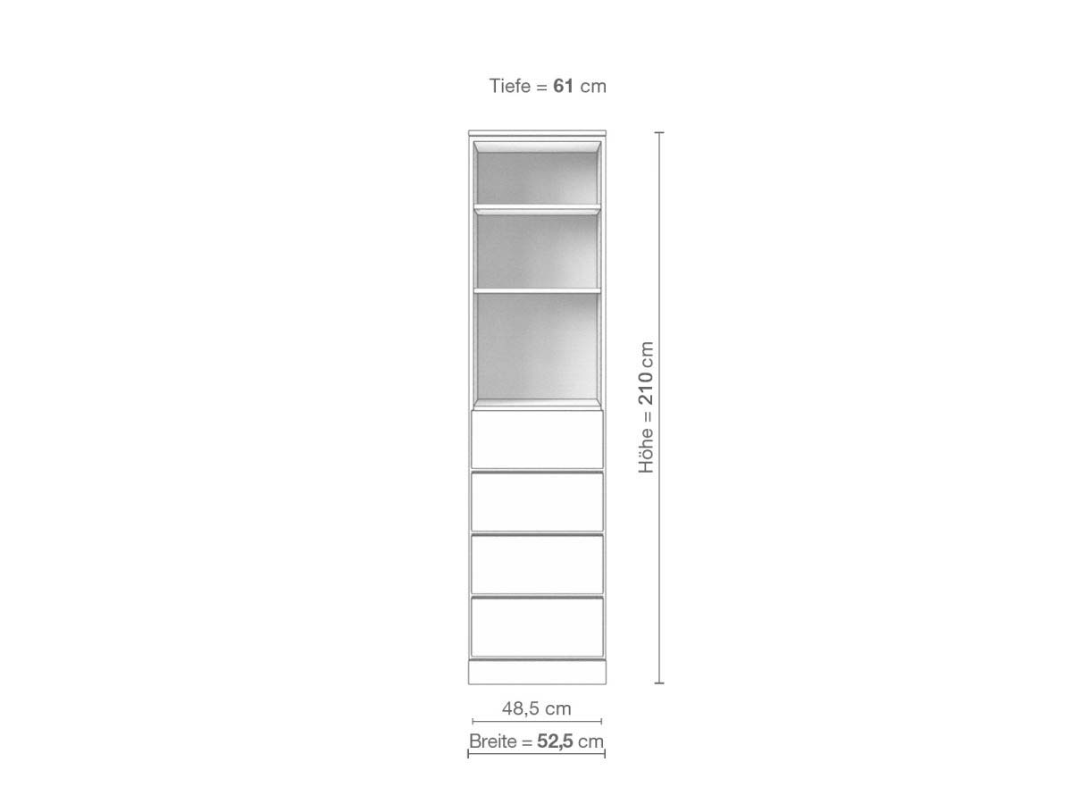 Eschenschrank „Edelweiß“, 1-türig, Höhe 210 cm, Inneneinrichtung D
