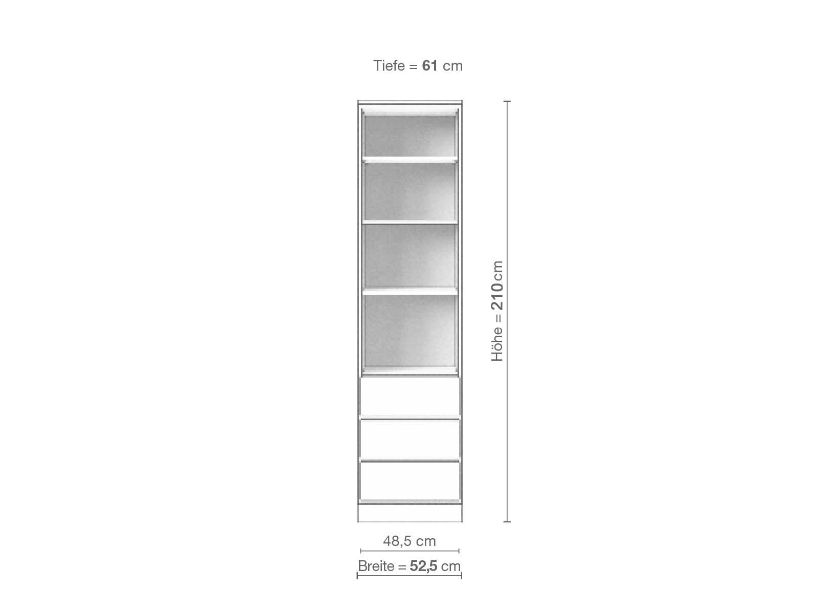 Eschenschrank „Enzian“, 1-türig, Höhe 210 cm, Inneneinrichtung D