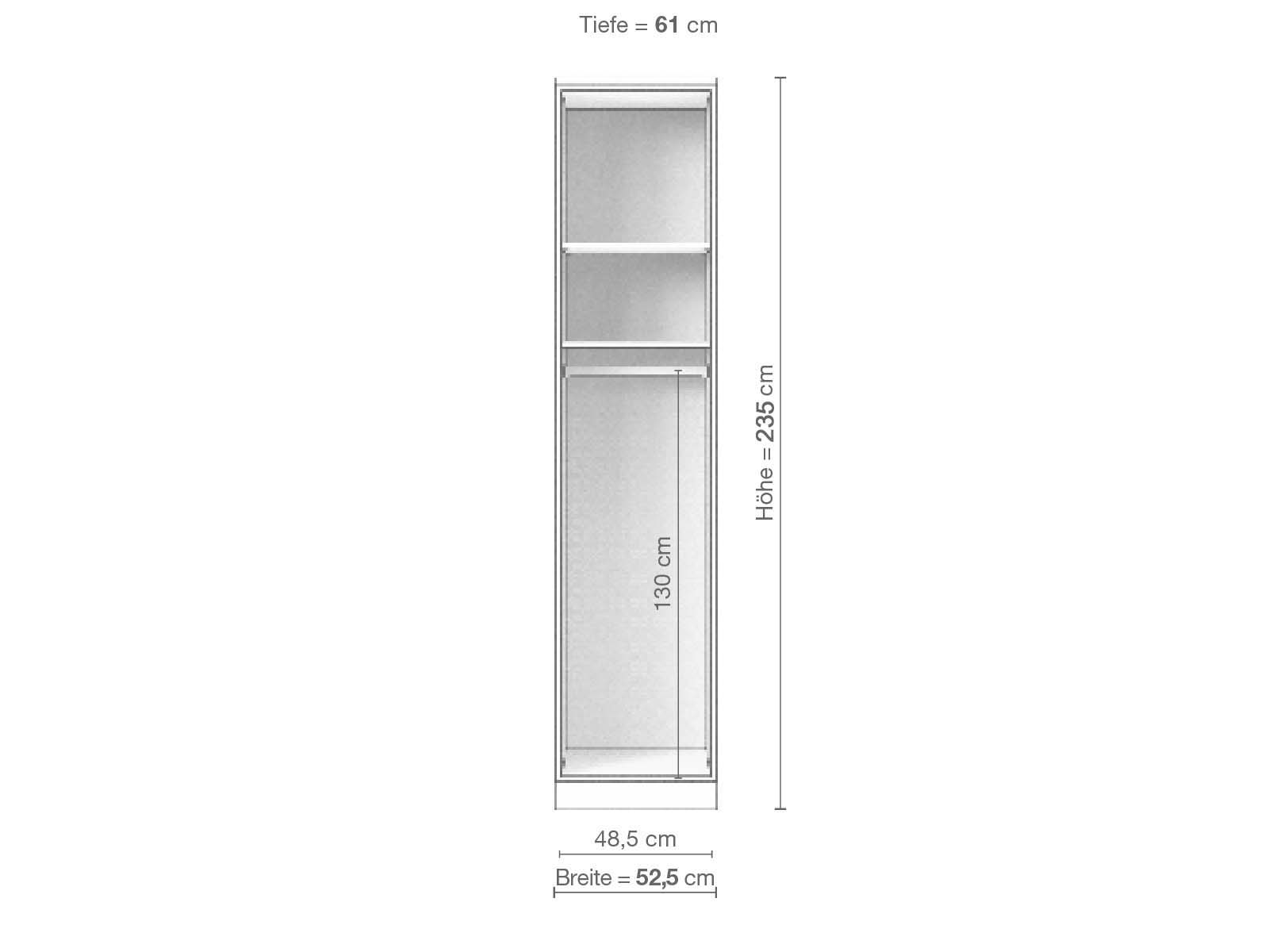 Eschenschrank „Enzian“, 1-türig, Höhe 235 cm, Inneneinrichtung A