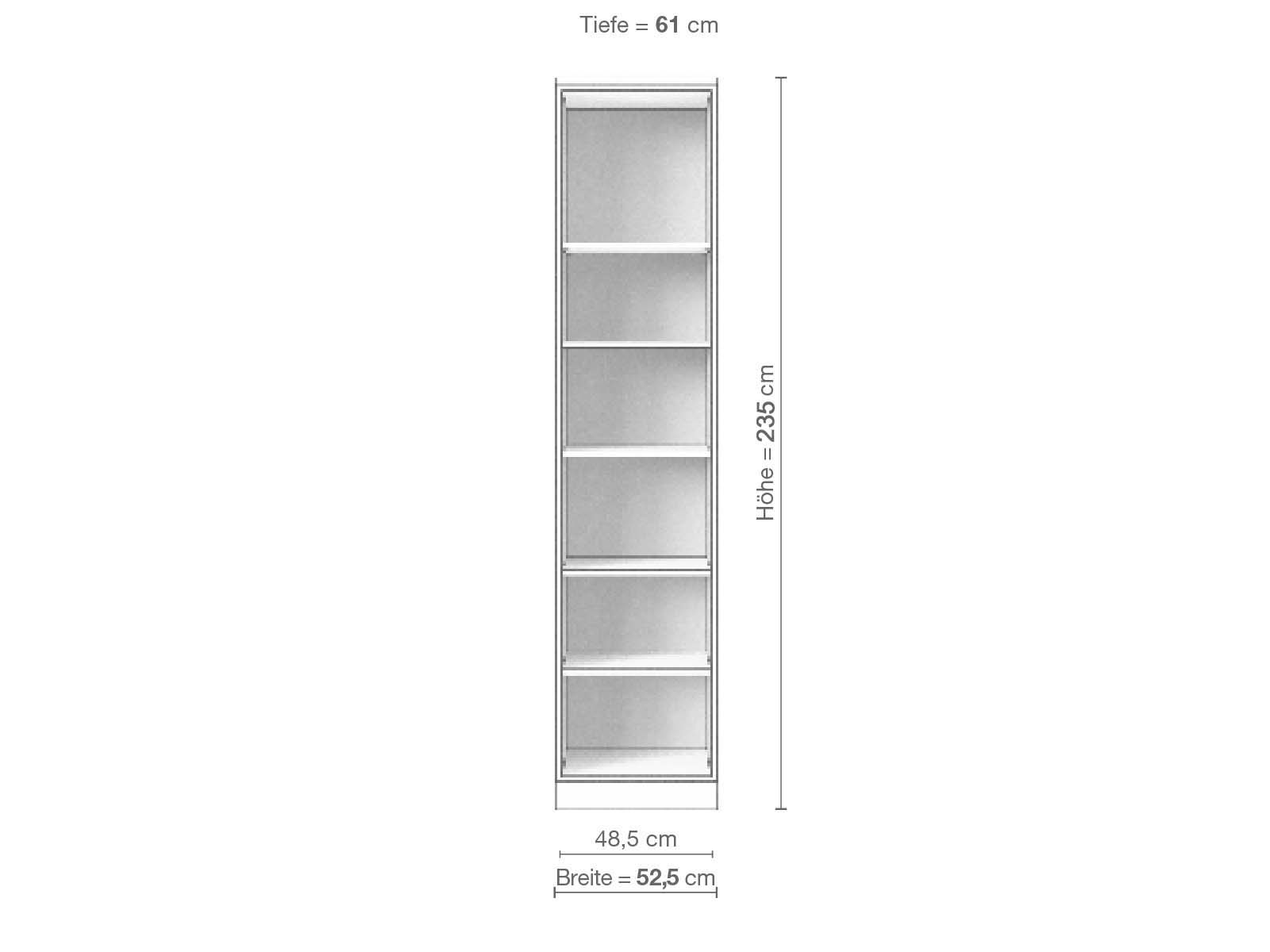 Eschenschrank „Edelweiß“, 1-türig, Höhe 235 cm, Inneneinrichtung B