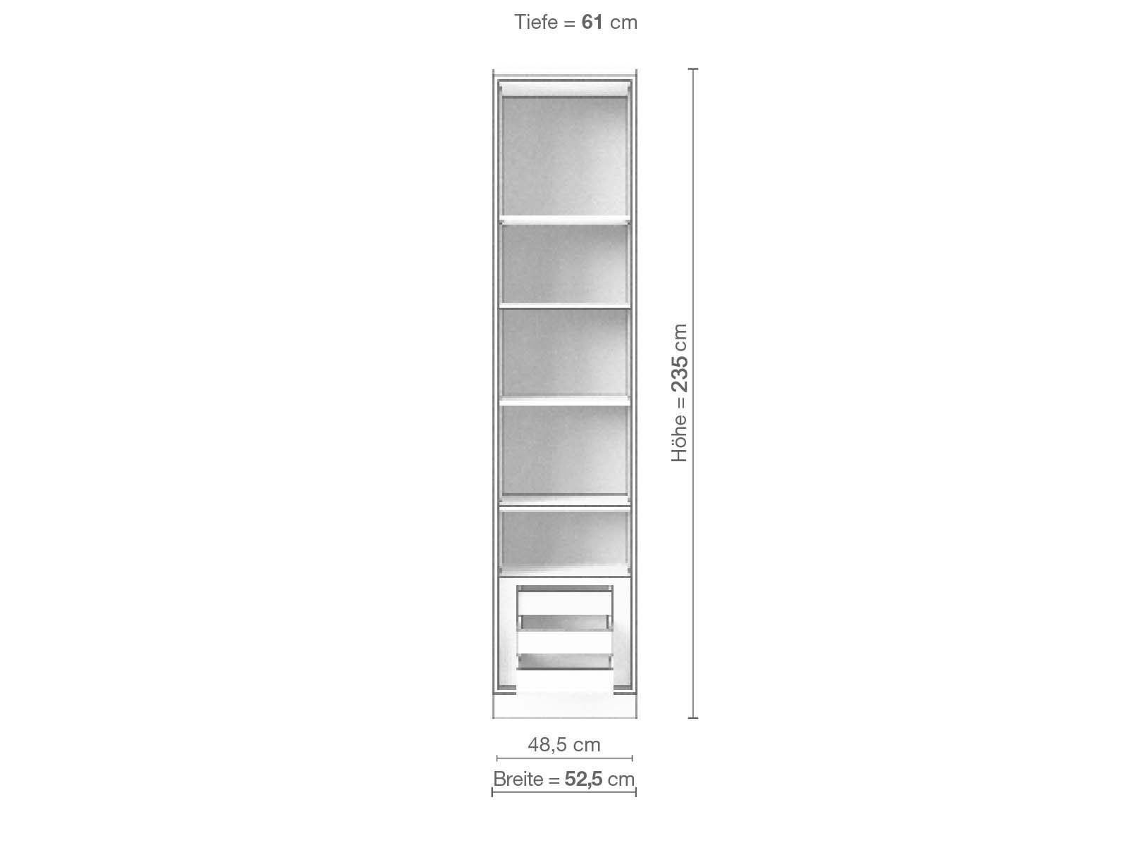 Eschenschrank „Enzian“, 1-türig, Höhe 235 cm, Inneneinrichtung C