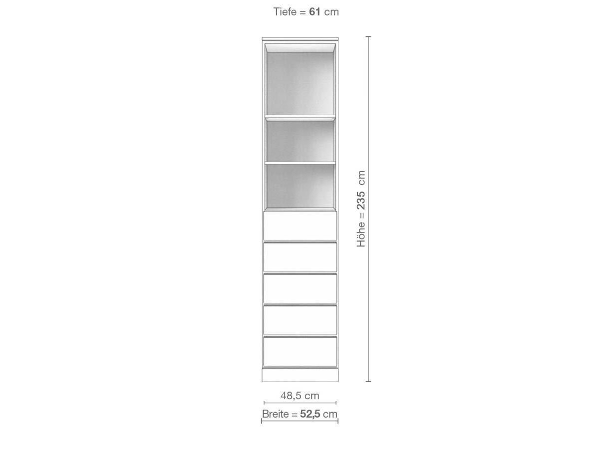 Eschenschrank „Edelweiß“, 1-türig, Höhe 235 cm, Inneneinrichtung D