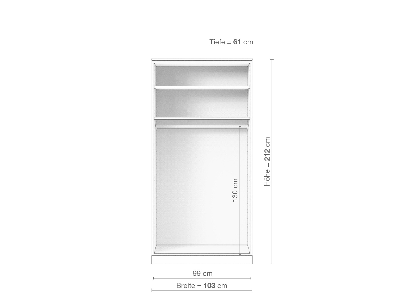 Zirbenschrank „Ramon“, 2-türig, Höhe 212 cm, Inneneinrichtung A