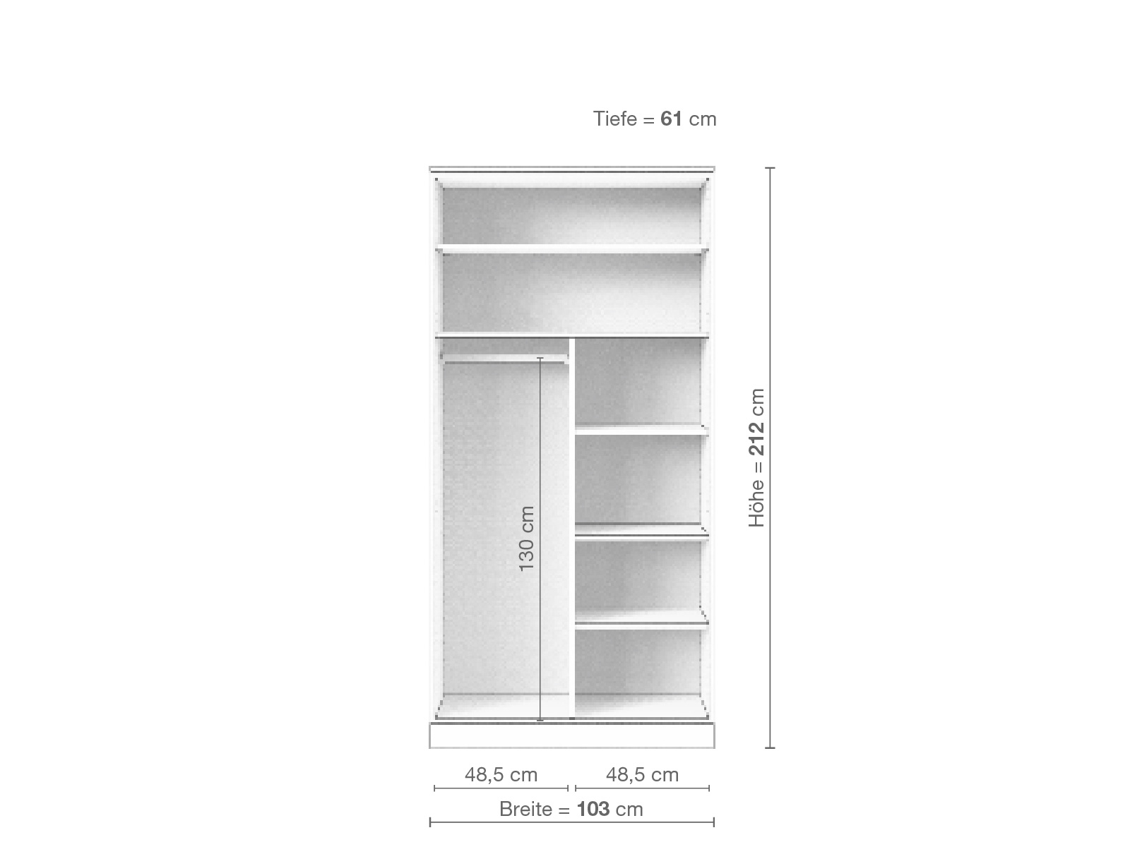Zirbenschrank „Ramon“, 2-türig, Höhe 212 cm, Inneneinrichtung B