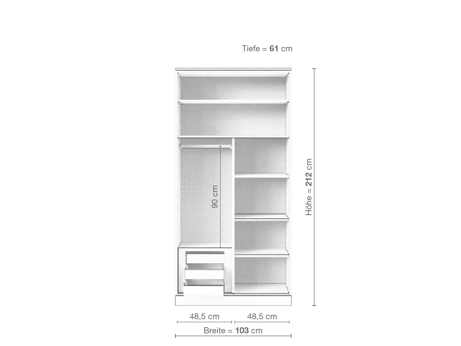 Zirbenschrank „Ramon“, 2-türig, Höhe 212 cm, Inneneinrichtung C