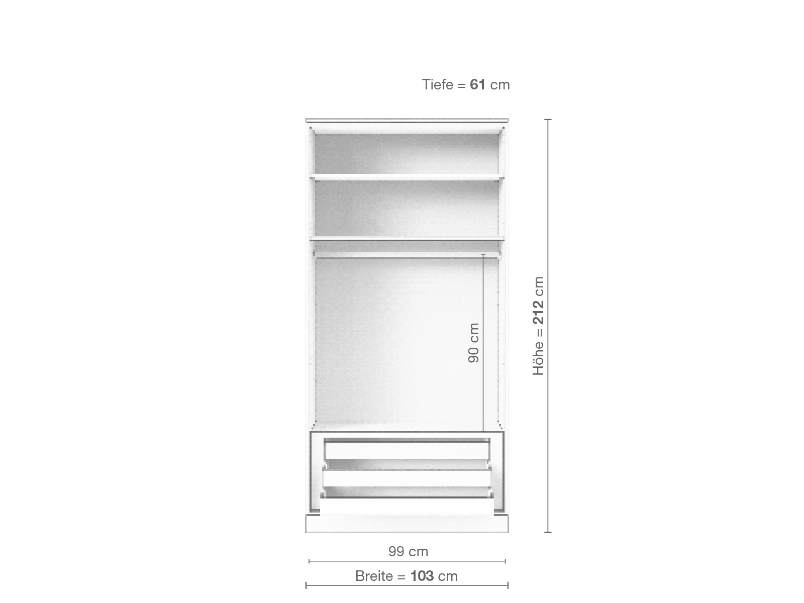 Zirbenschrank „Ramon“, 2-türig, Höhe 212 cm, Inneneinrichtung D