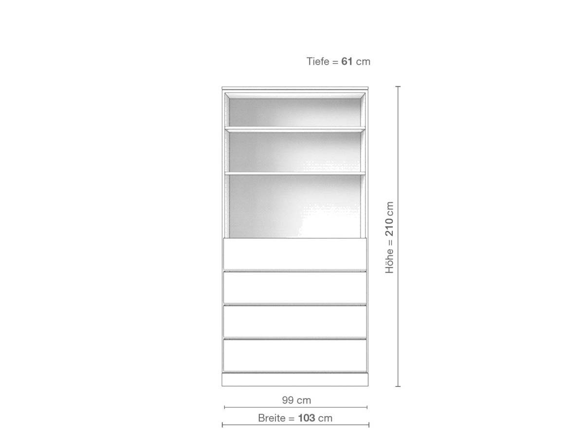 Eschenschrank „Alpenrose“, 2-türig, Höhe 210 cm, Inneneinrichtung E