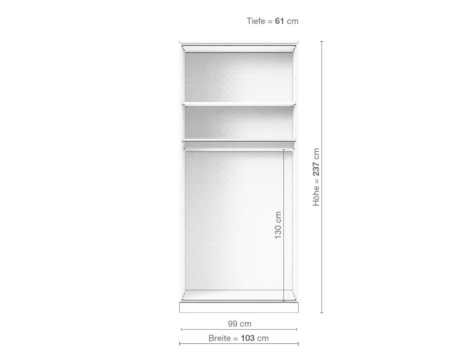 Zirbenschrank „Ramon“, 2-türig, Höhe 237 cm, Inneneinrichtung A