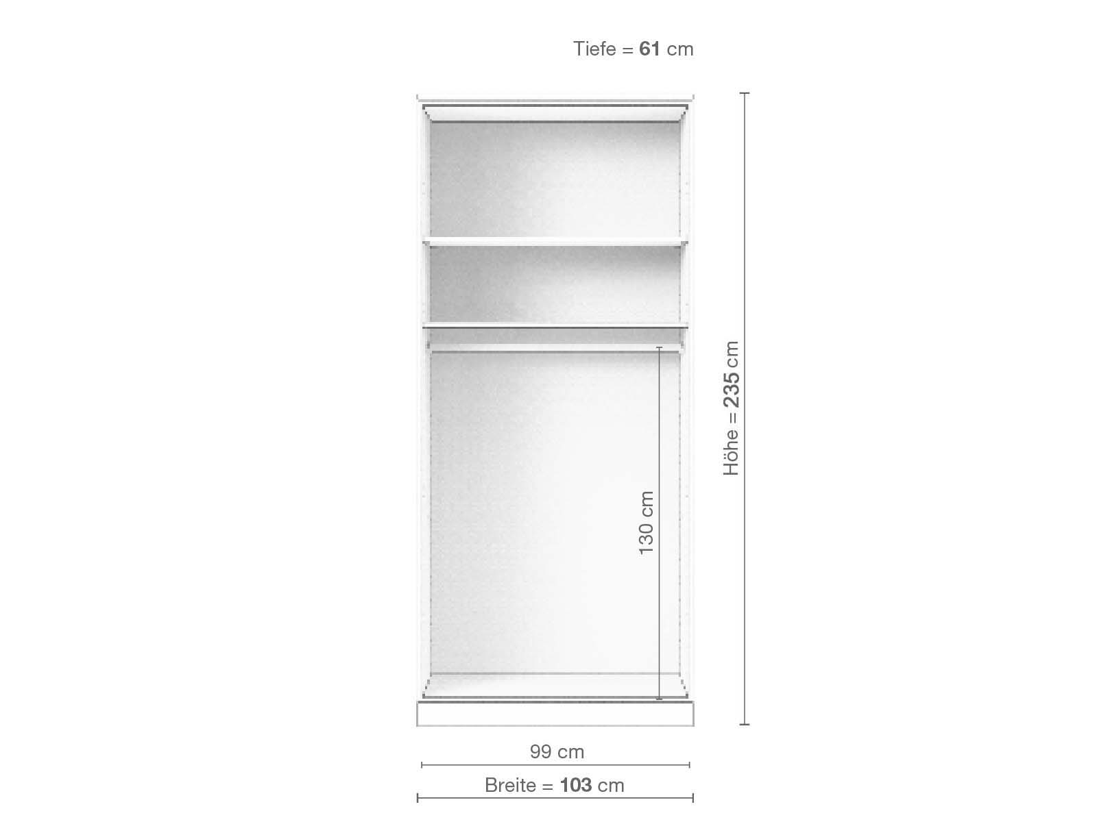 Eschenschrank „Alpenrose“, 2-türig, Höhe 235 cm, Inneneinrichtung A