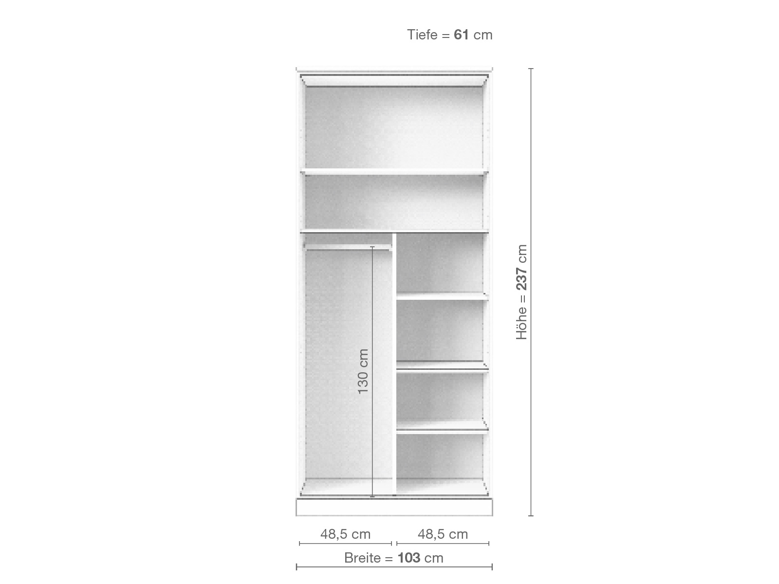 Zirbenschrank „Ramon“, 2-türig, Höhe 237 cm, Inneneinrichtung B
