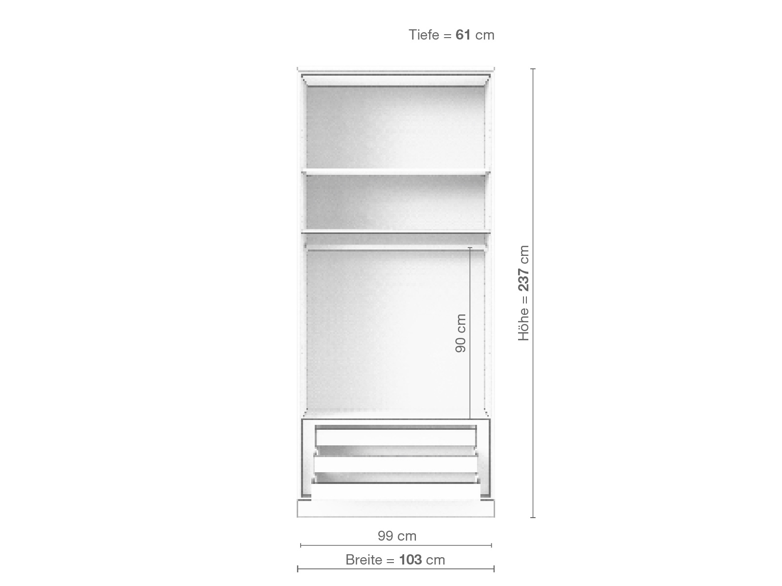 Zirbenschrank „Ramon“, 2-türig, Höhe 237 cm, Inneneinrichtung D