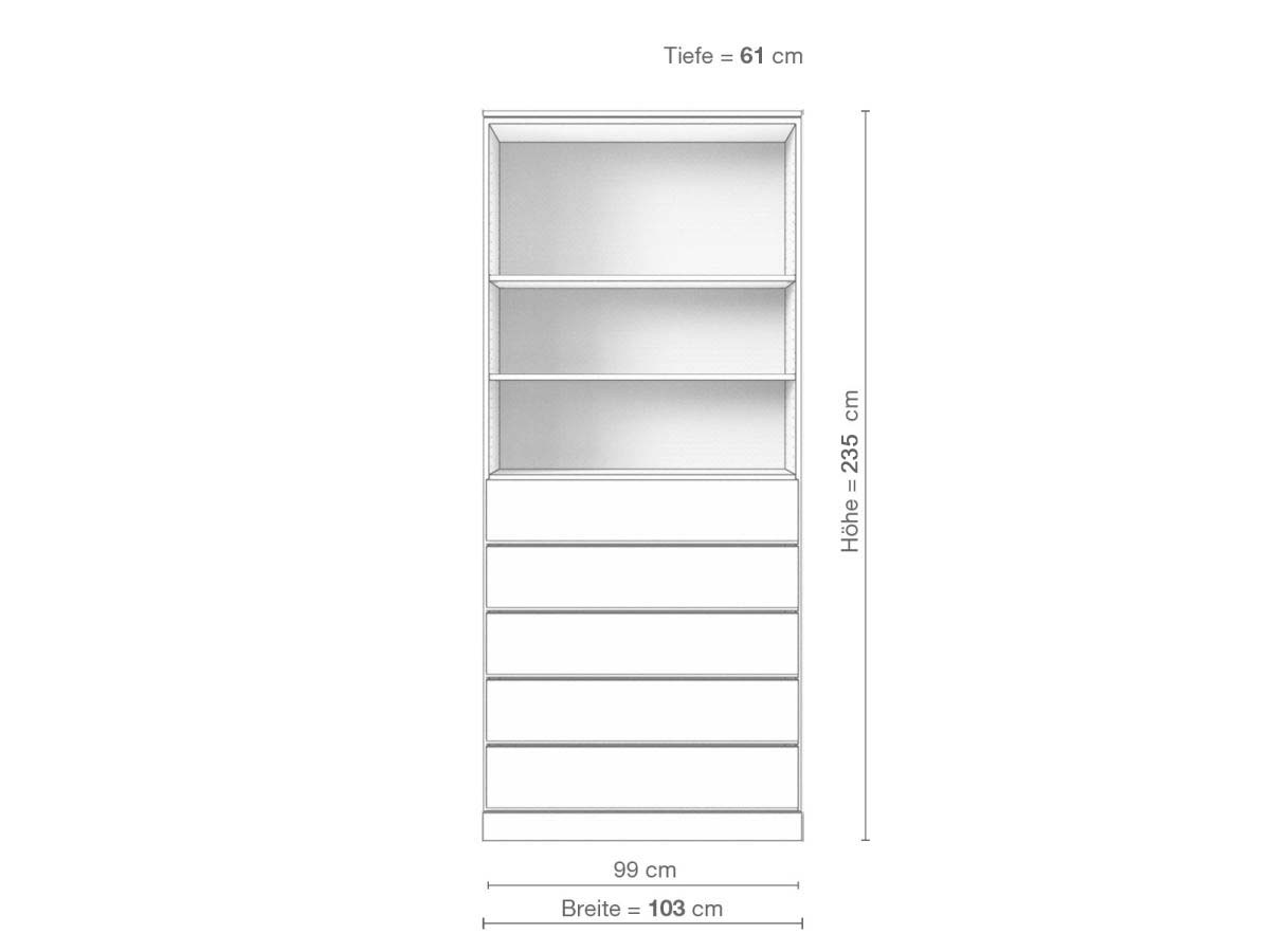 Eschenschrank „Alpenrose“, 2-türig, Höhe 235 cm, Inneneinrichtung E