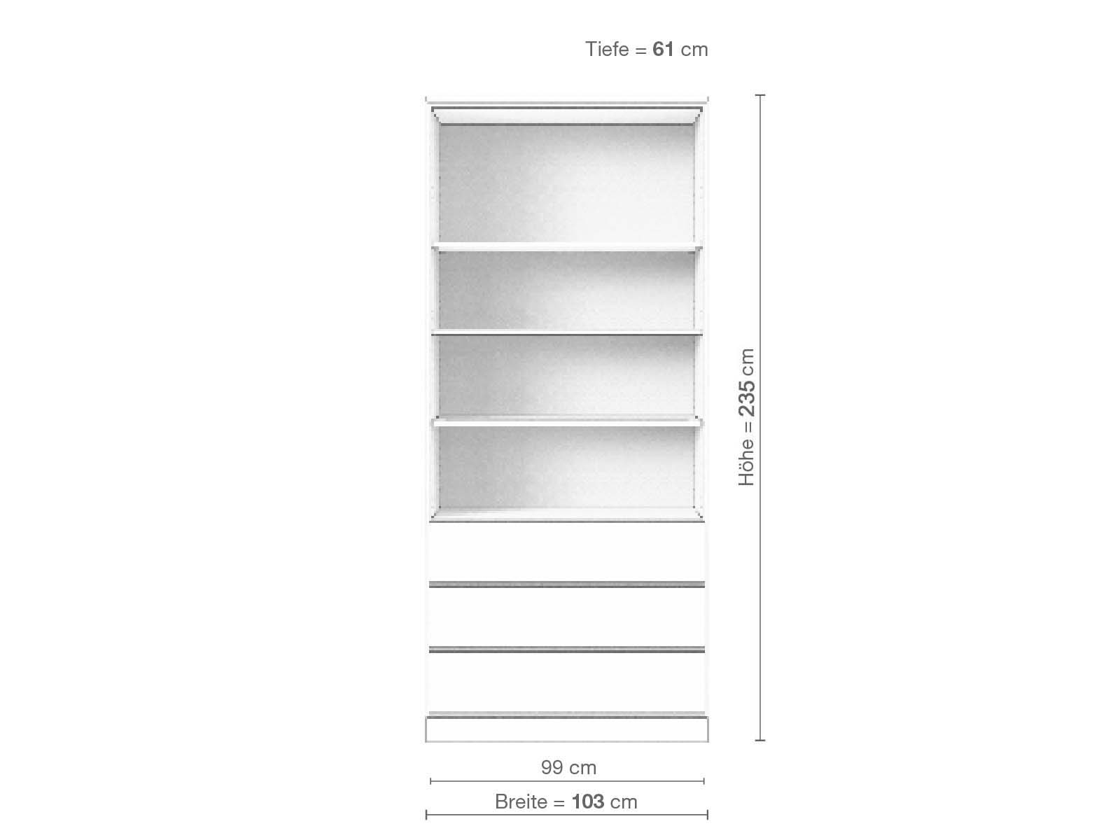 Eschenschrank „Enzian“, 2-türig, Höhe 235 cm, Inneneinrichtung E
