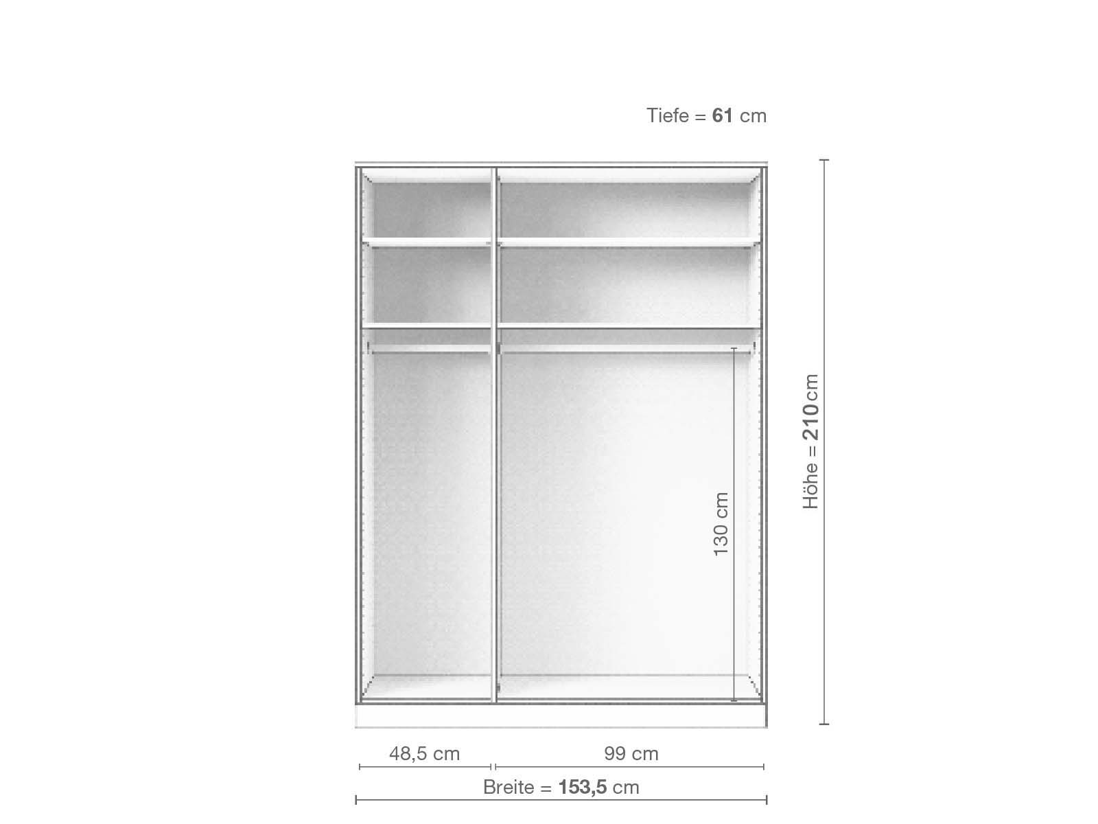 Eschenschrank „Enzian“, 3-türig, Höhe 210 cm, Inneneinrichtung B