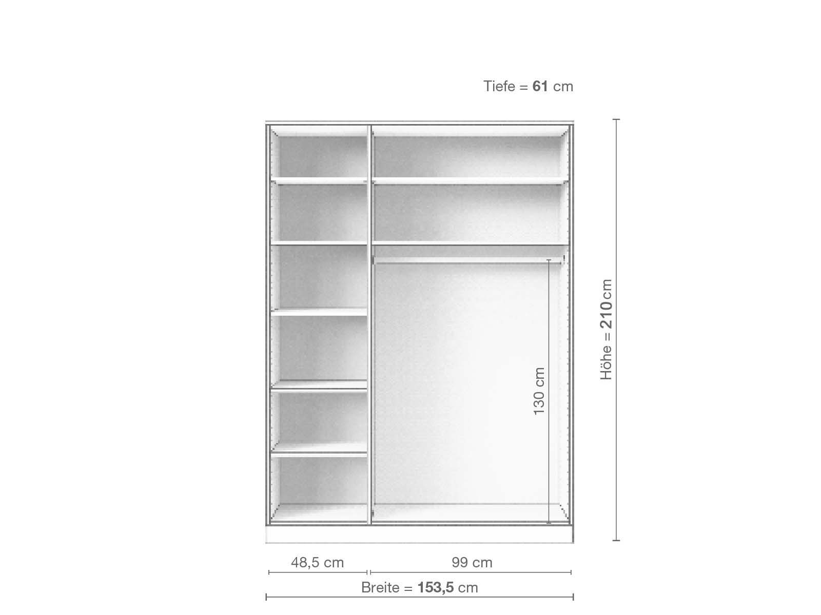 Kernbuchenschrank „Enzian“, 3-türig, Höhe 210 cm, Inneneinrichtung B