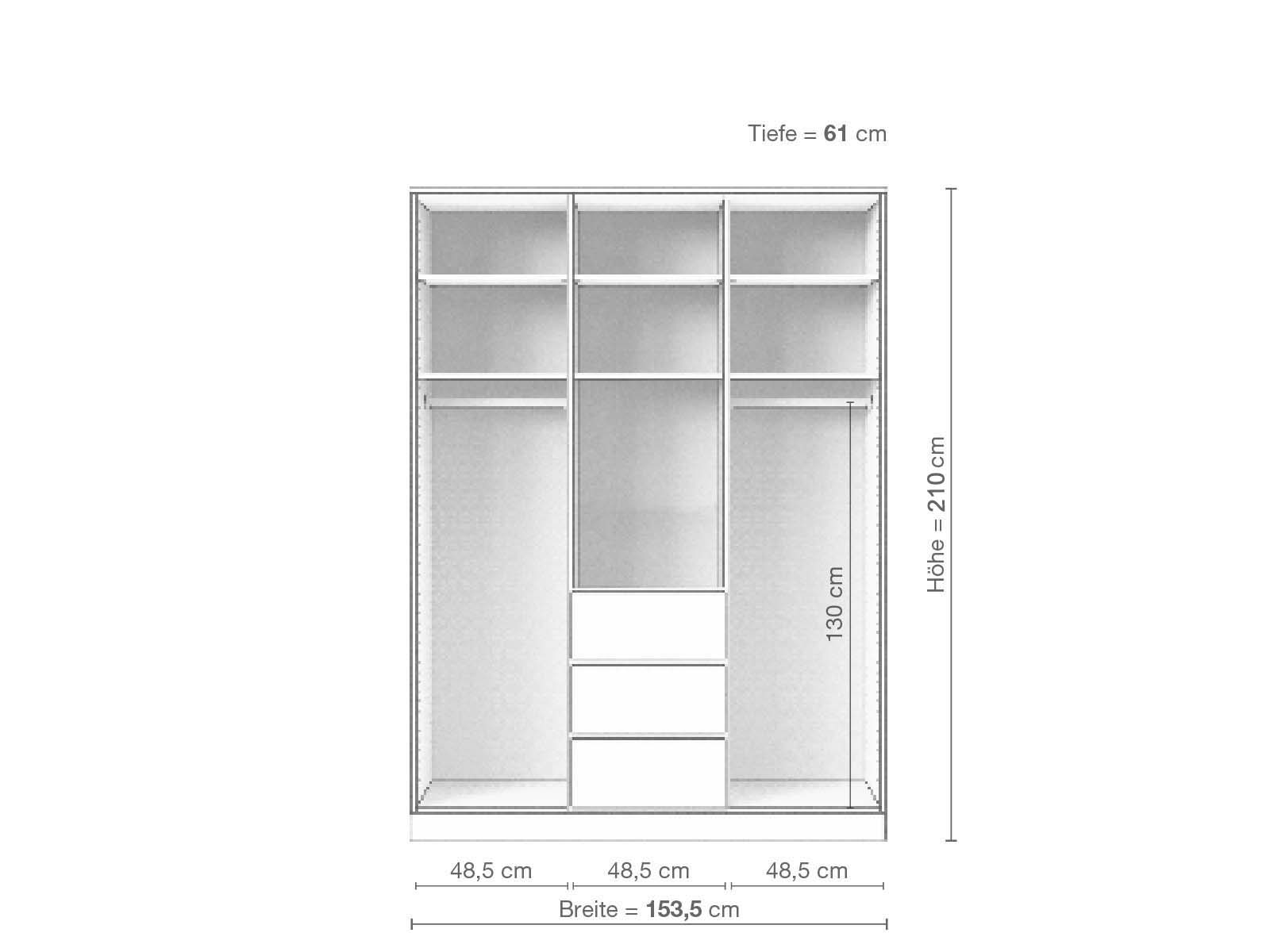 Eschenschrank „Enzian“, 3-türig, Höhe 210 cm, Inneneinrichtung E
