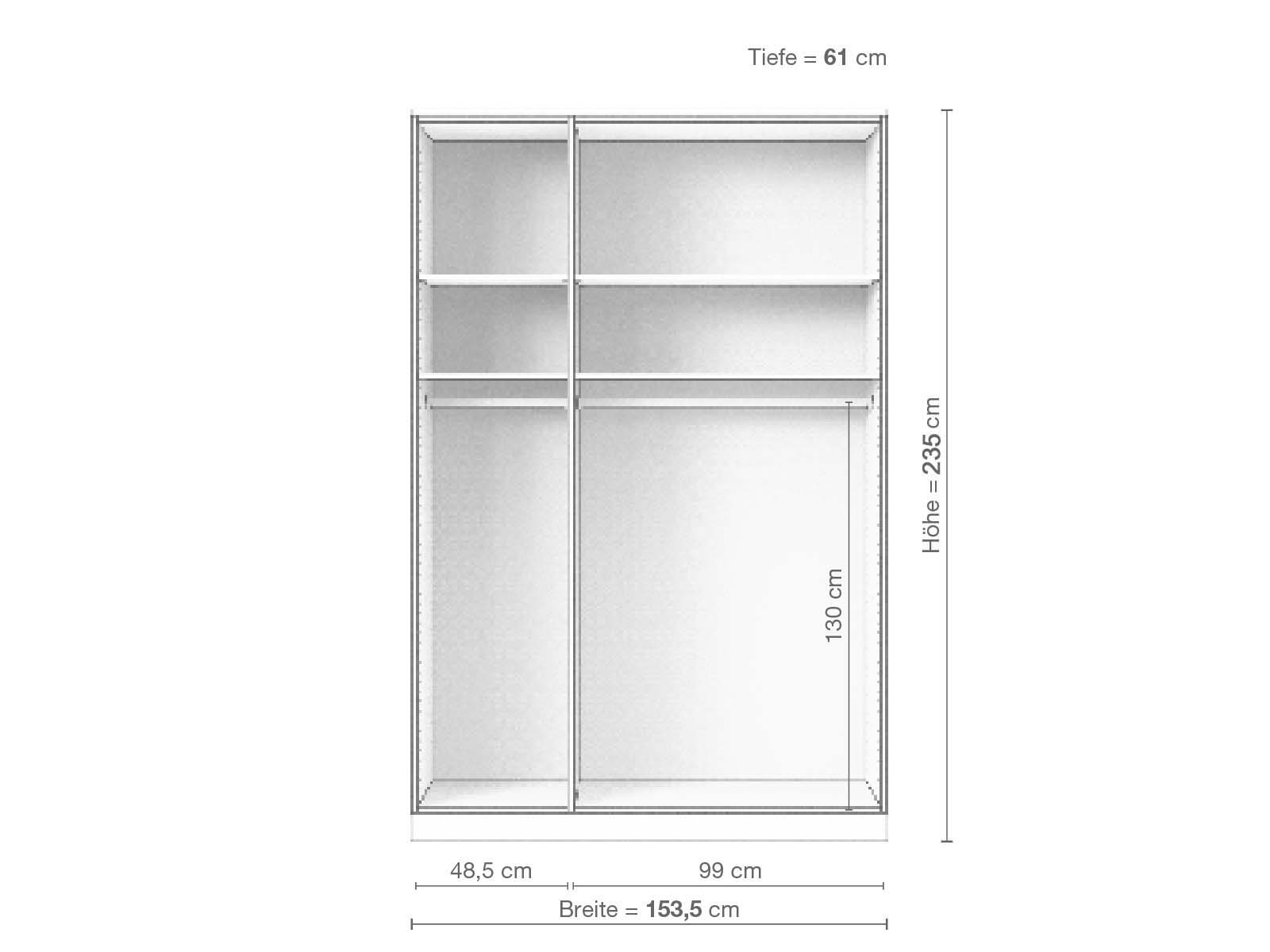Eschenschrank „Enzian“, 3-türig, Höhe 235 cm, Inneneinrichtung A