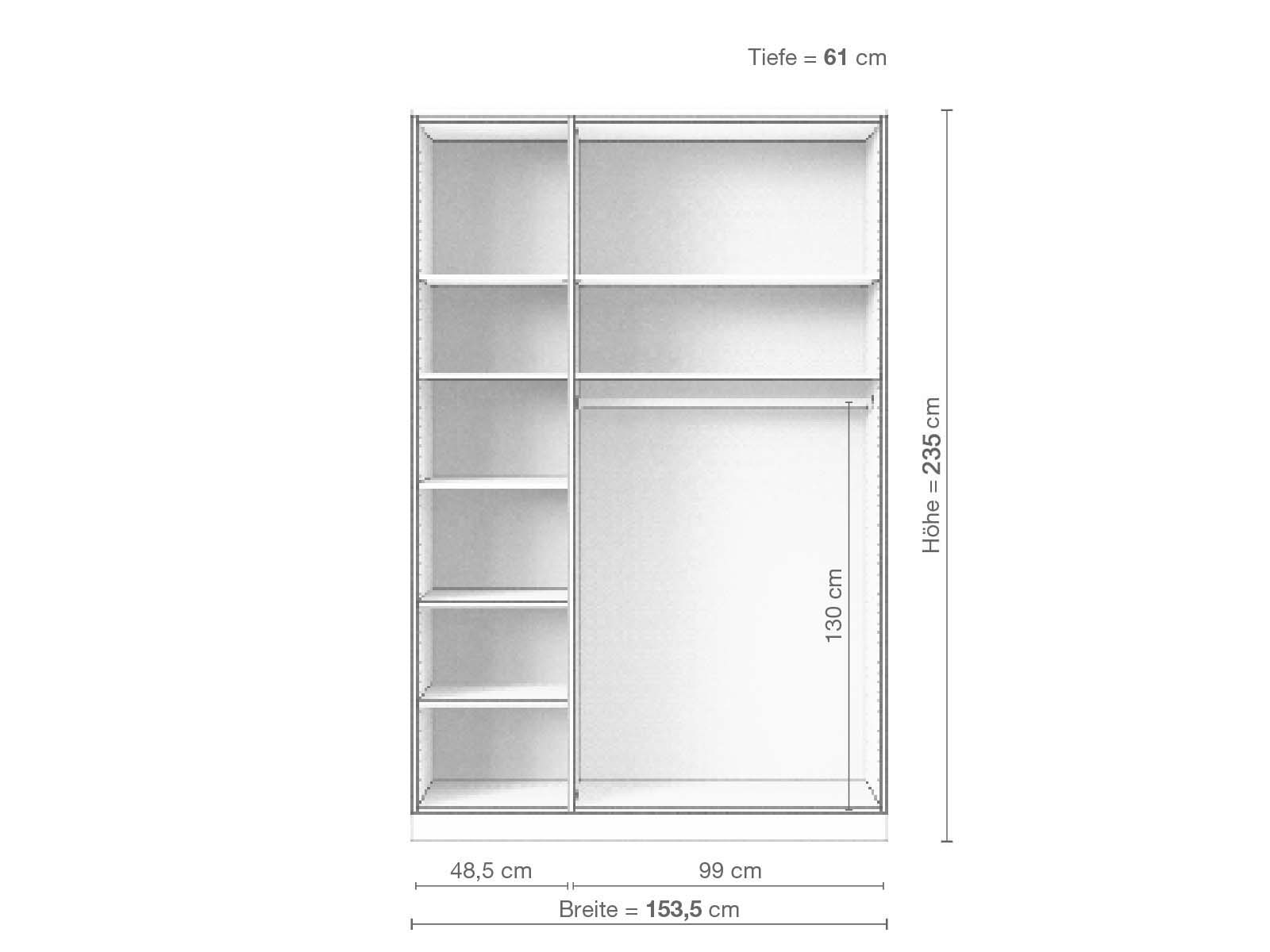 Eschenschrank „Enzian“, 3-türig, Höhe 235 cm, Inneneinrichtung B