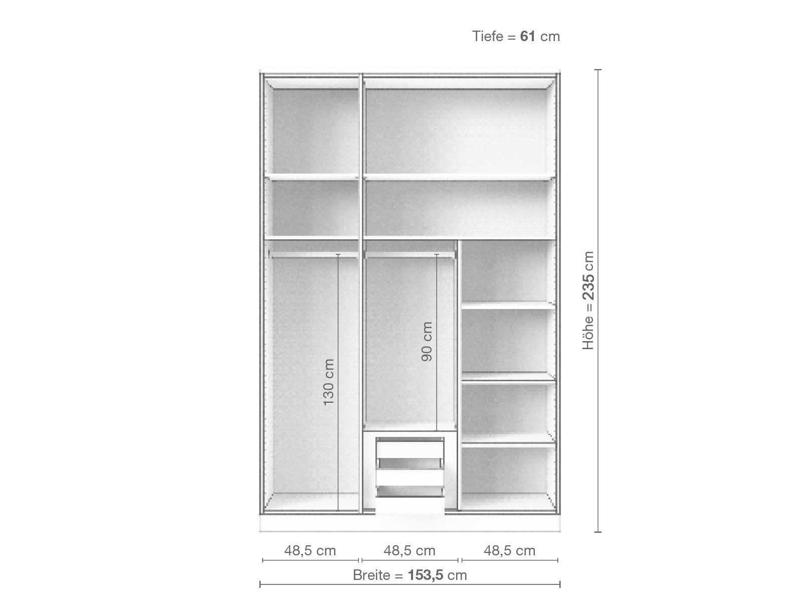 Eschenschrank „Enzian“, 3-türig, Höhe 235 cm, Inneneinrichtung D