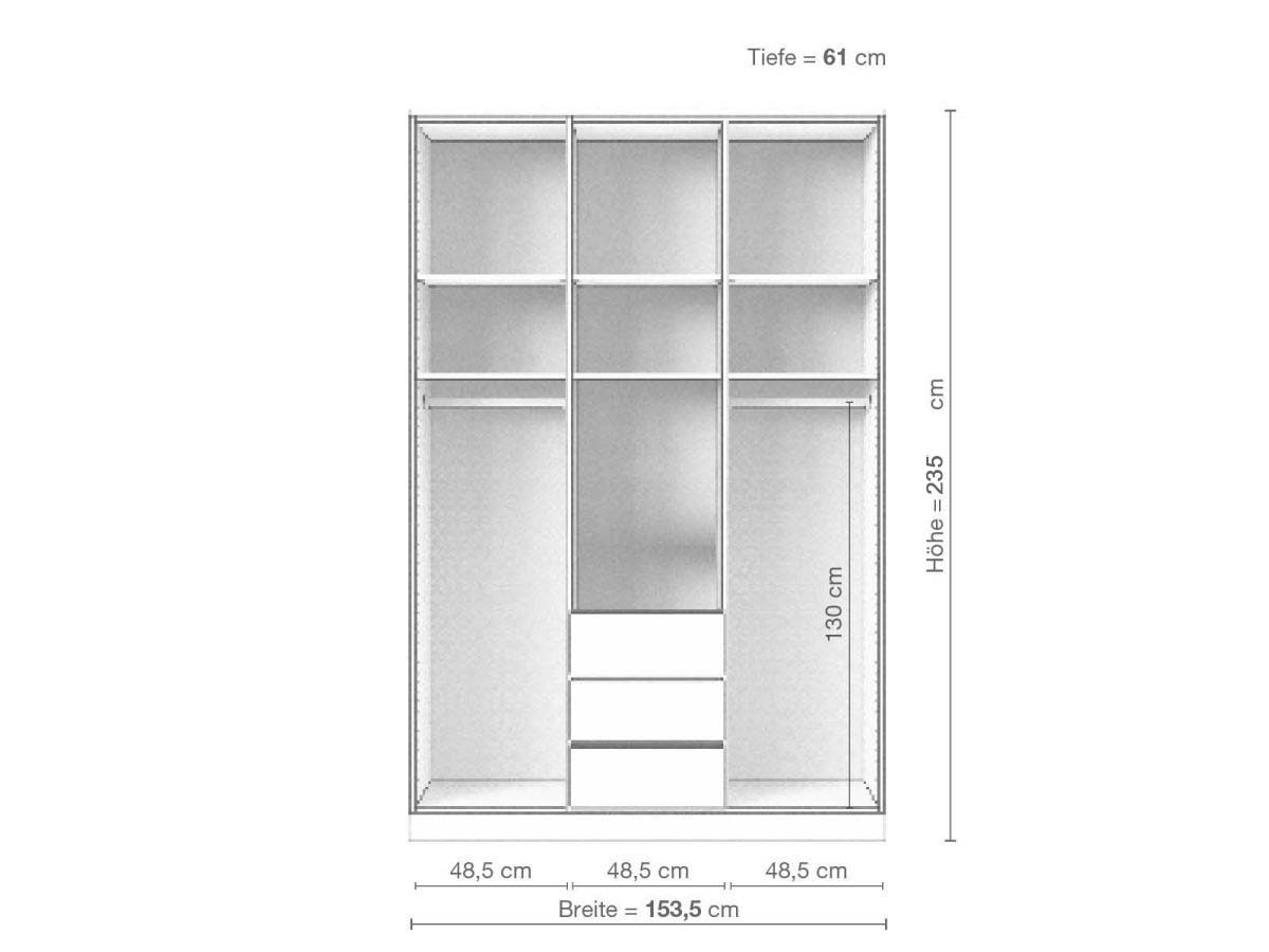 Eschenschrank „Enzian“, 3-türig, Höhe 235 cm, Inneneinrichtung E