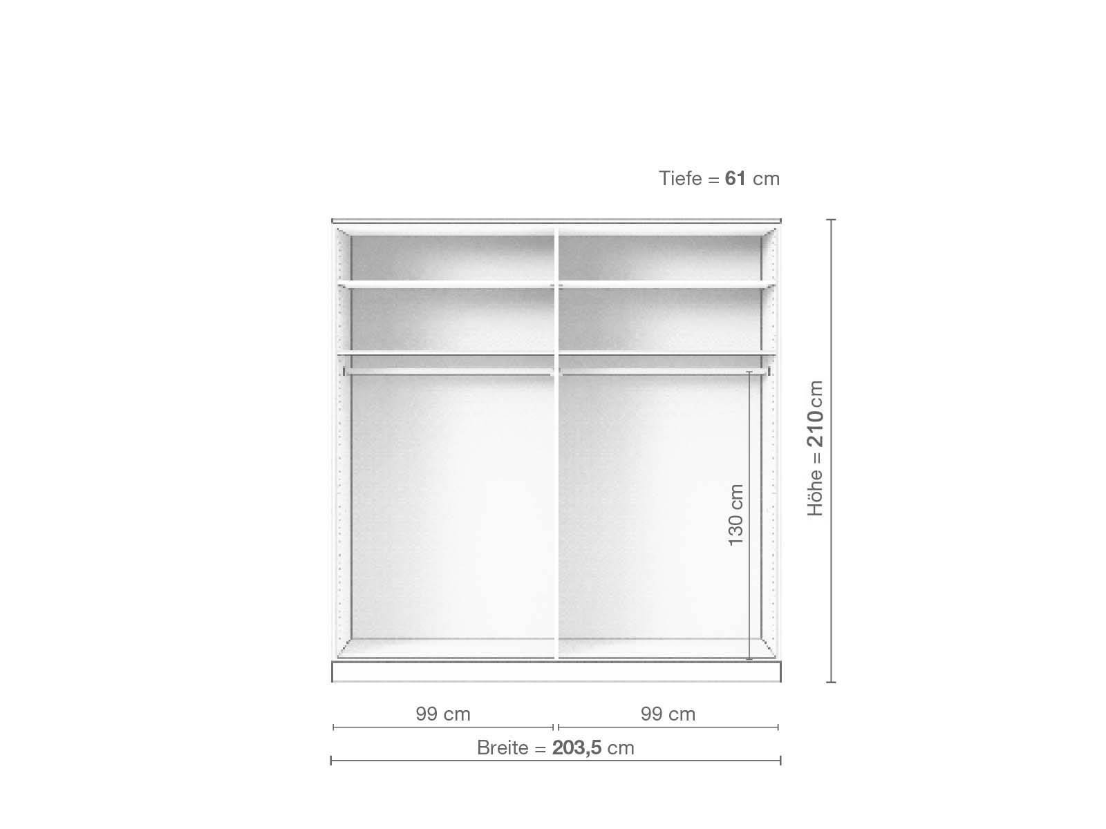 Buchenschrank „Enzian“, 4-türig, Höhe 210 cm, Inneneinrichtung A