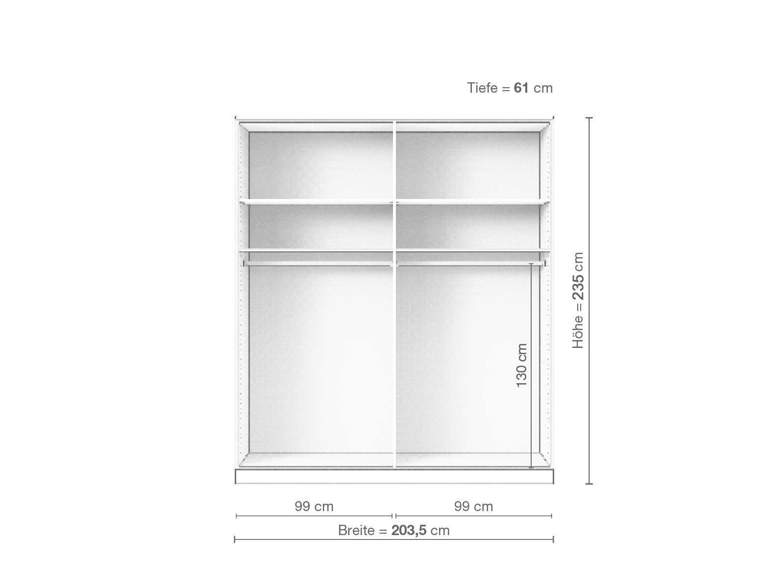 Buchenschrank „Enzian“, 4-türig, Höhe 235 cm, Inneneinrichtung A
