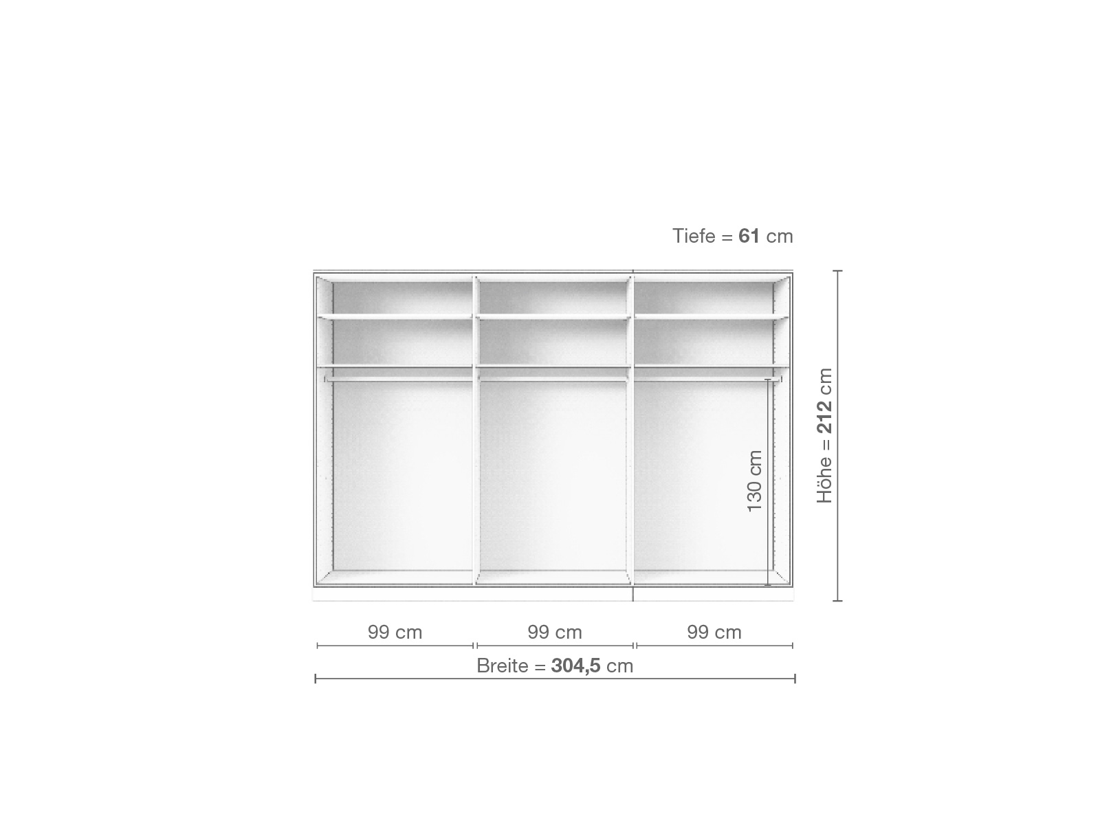 Zirbenschrank „Ramon“, 6-türig, Höhe 212 cm, Inneneinrichtung: A