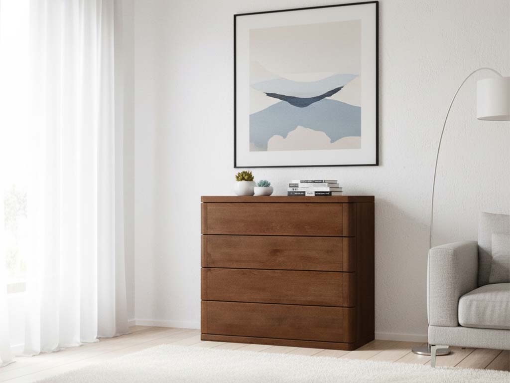 Dunkle Buchenkommode „Diana“ mit 4 Laden