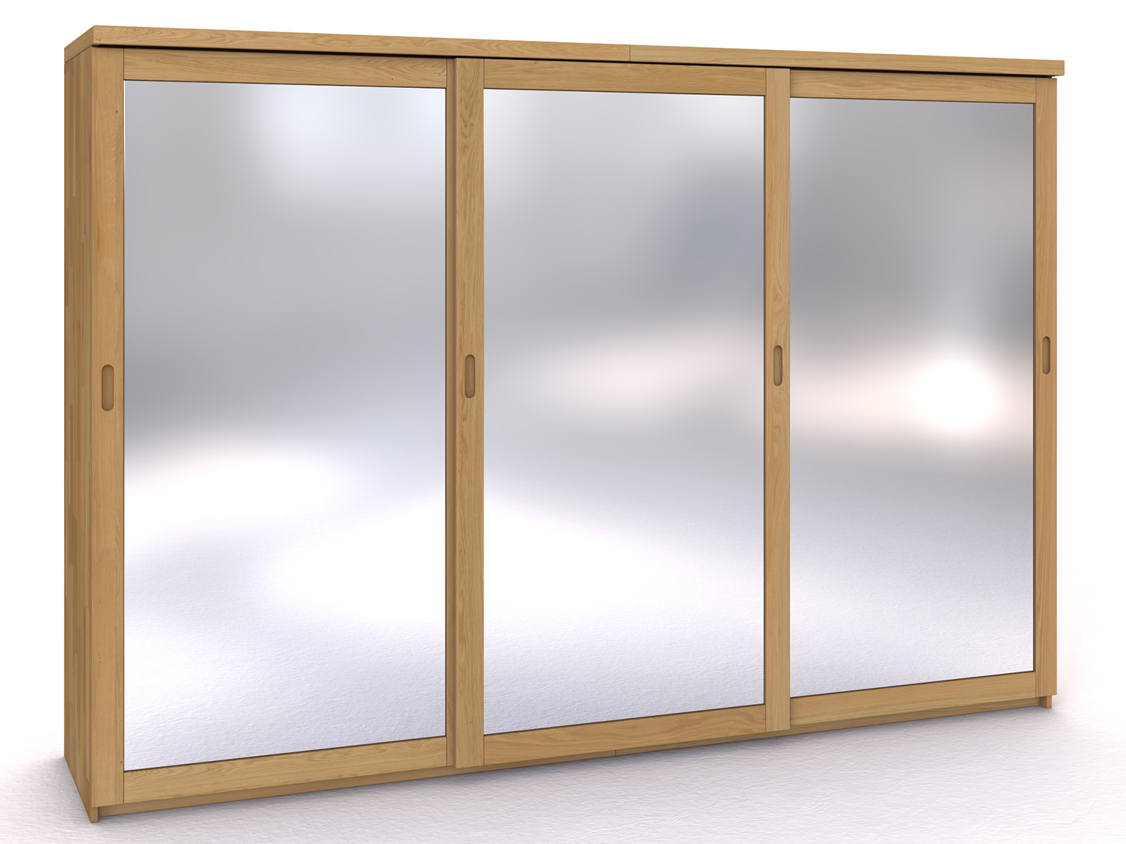 Schiebetüreschrank„Alpenrose" aus Eiche Hell, 3-türig breit, Höhe 208 cm