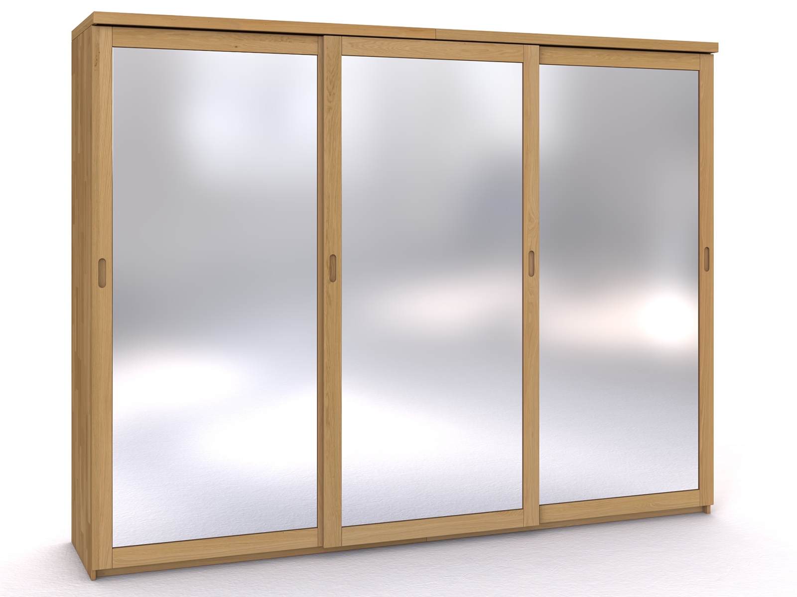 Schiebetüreschrank„Alpenrose" aus Eiche Hell, 3-türig breit, Höhe 233 cm