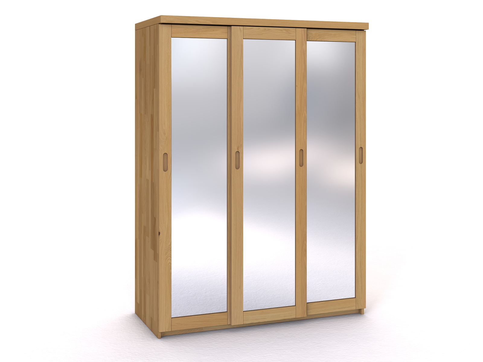 Schiebetüreschrank „Alpenrose" aus Eiche Hell, 3-türig schmal, Höhe 208 cm