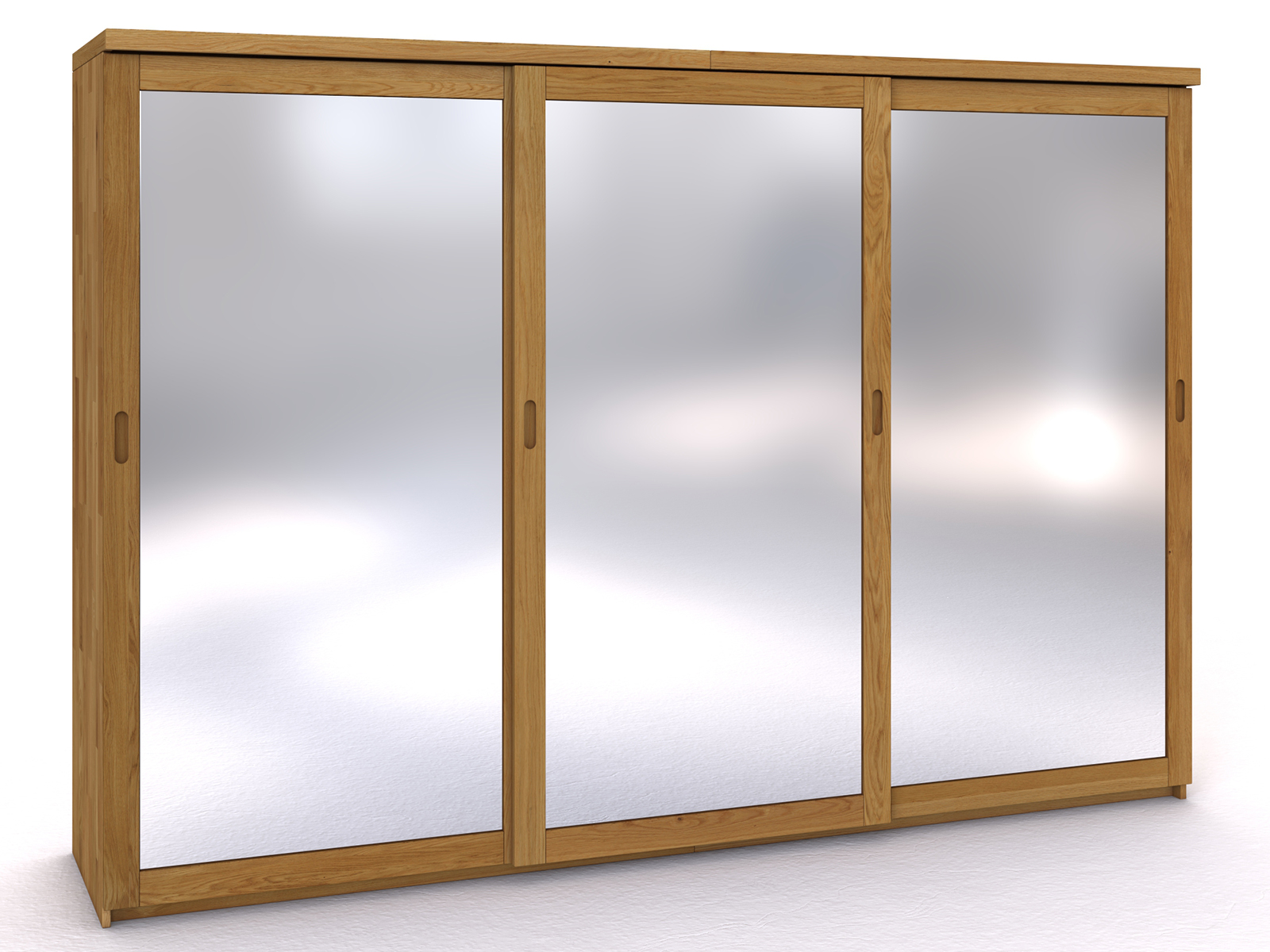 Schiebetüreschrank„Alpenrose" aus Eiche, 3-türig breit, Höhe 208 cm