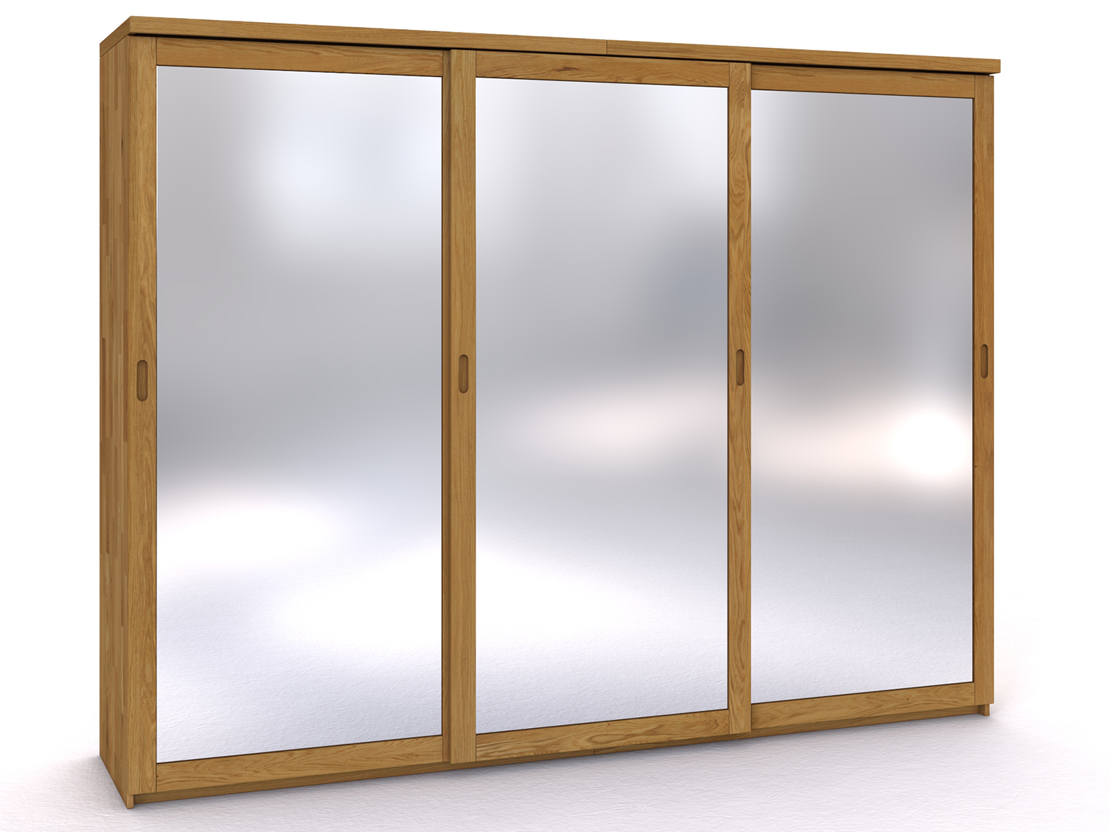 Schiebetüreschrank„Alpenrose" aus Eiche, 3-türig breit, Höhe 233 cm