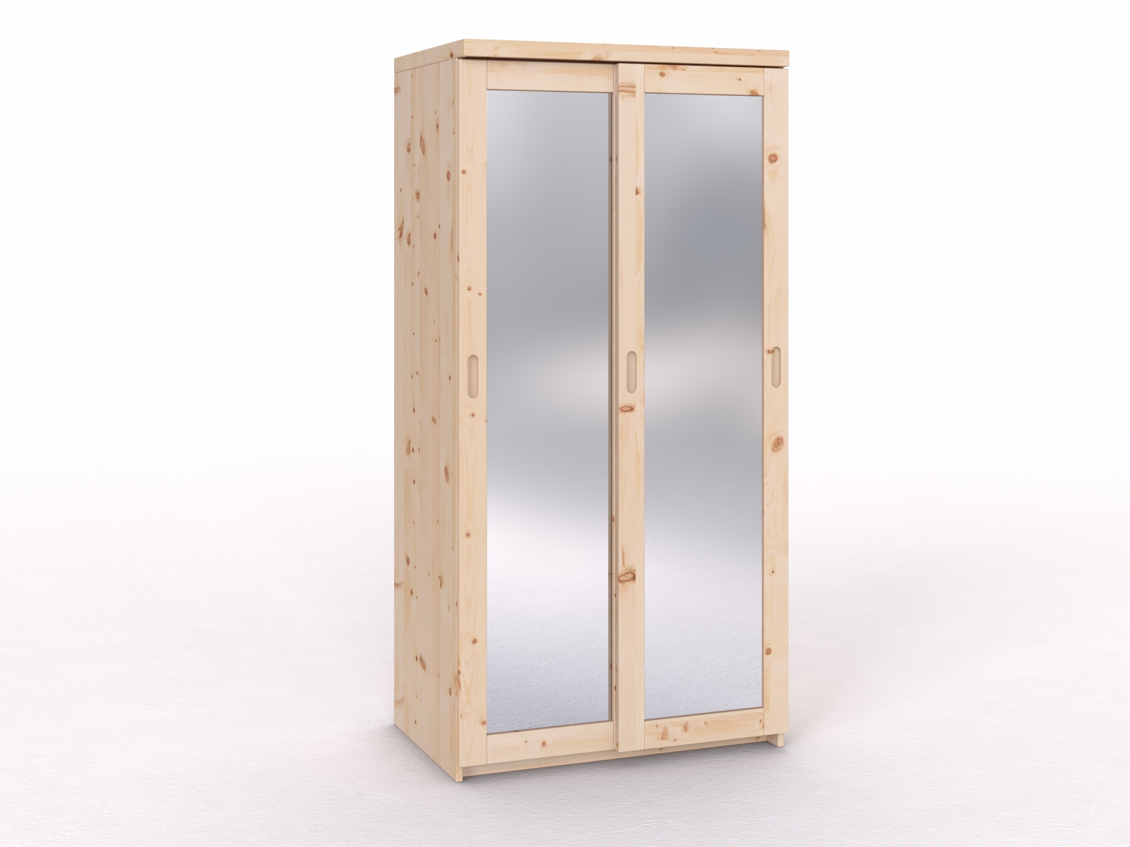 Schiebetüreschrank aus Zirbenholz „Alpenrose" 2-türig schmal, Höhe 208 cm