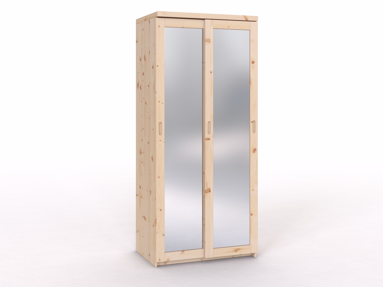 Schiebetüreschrank aus Zirbenholz „Alpenrose" 2-türig schmal, Höhe 233 cm