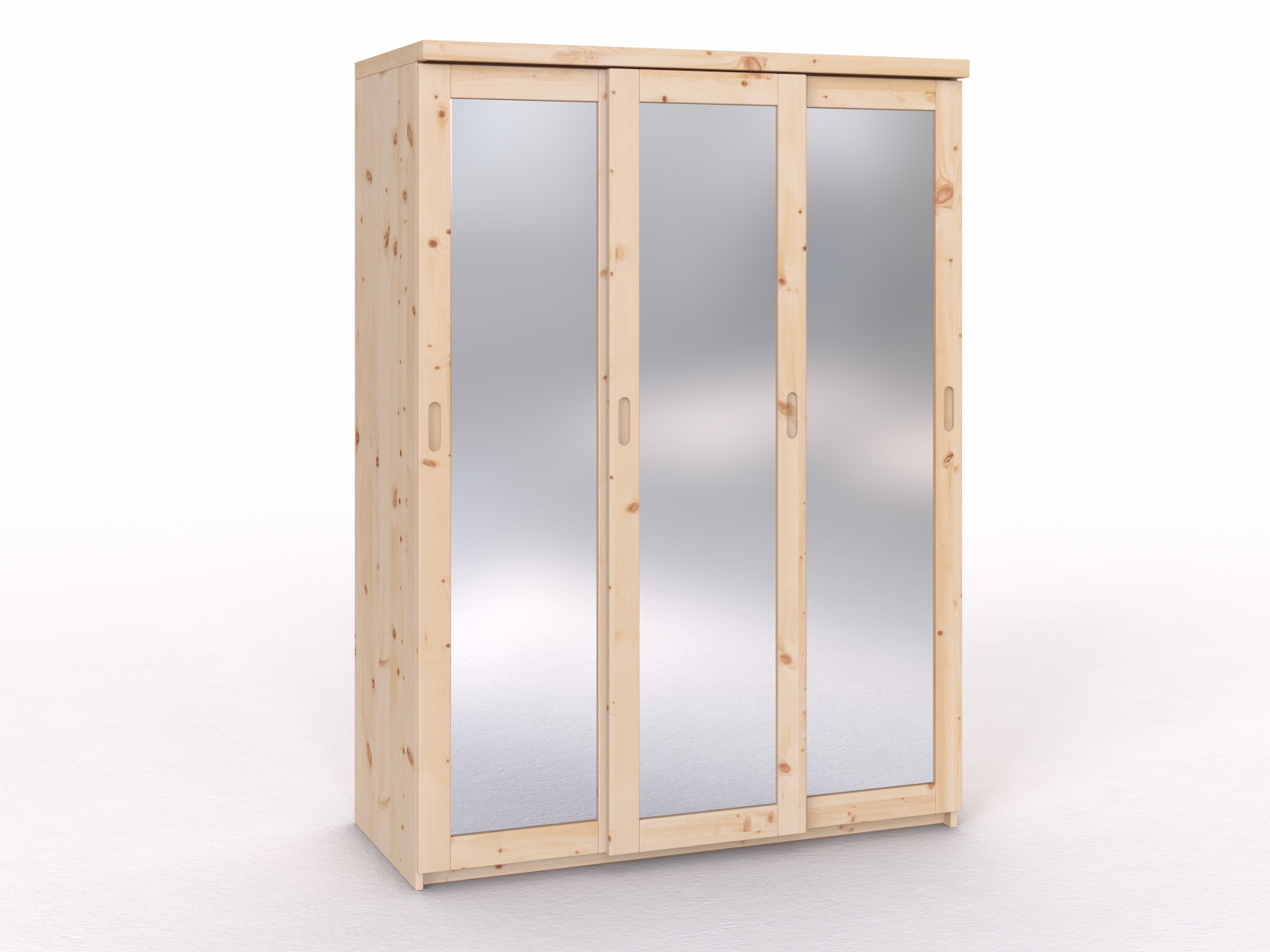 Schiebetüreschrank aus Zirbenholz „Alpenrose" 3-türig schmal, Höhe 208 cm