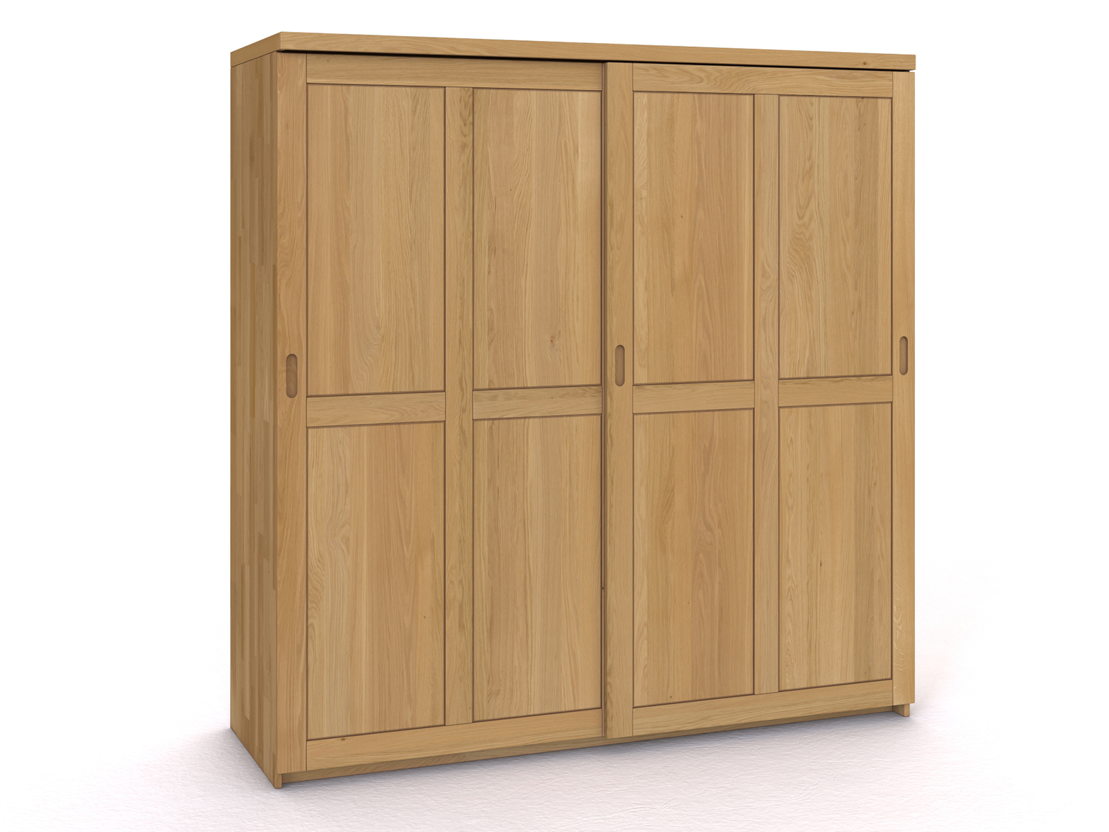 Schiebetüreschrank „Edelweiß" aus Eiche Hell, 2-türig breit, Höhe 208 cm