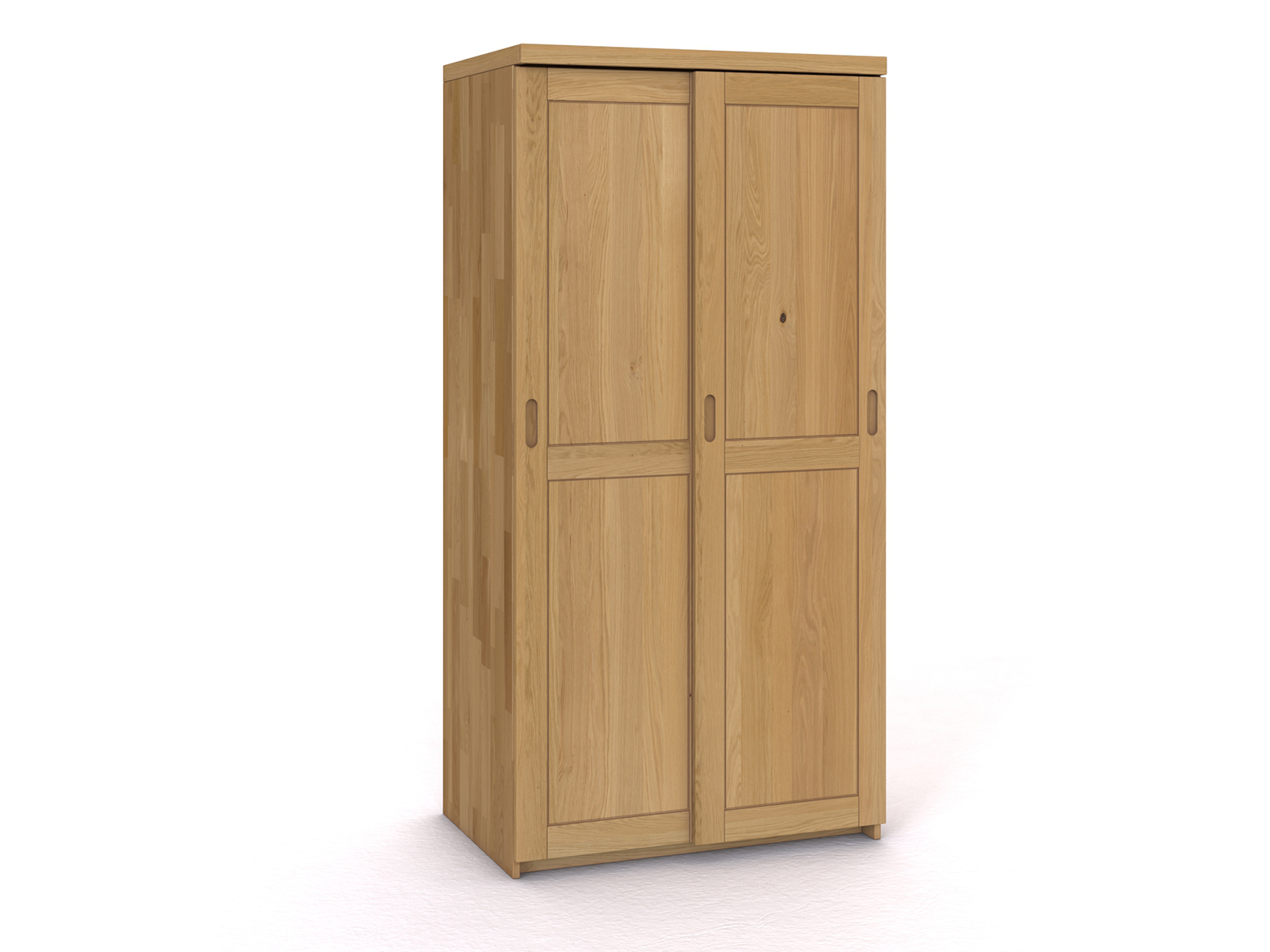 Schiebetüreschrank „Edelweiß" aus Eiche Hell, 2-türig schmal, Höhe 208 cm