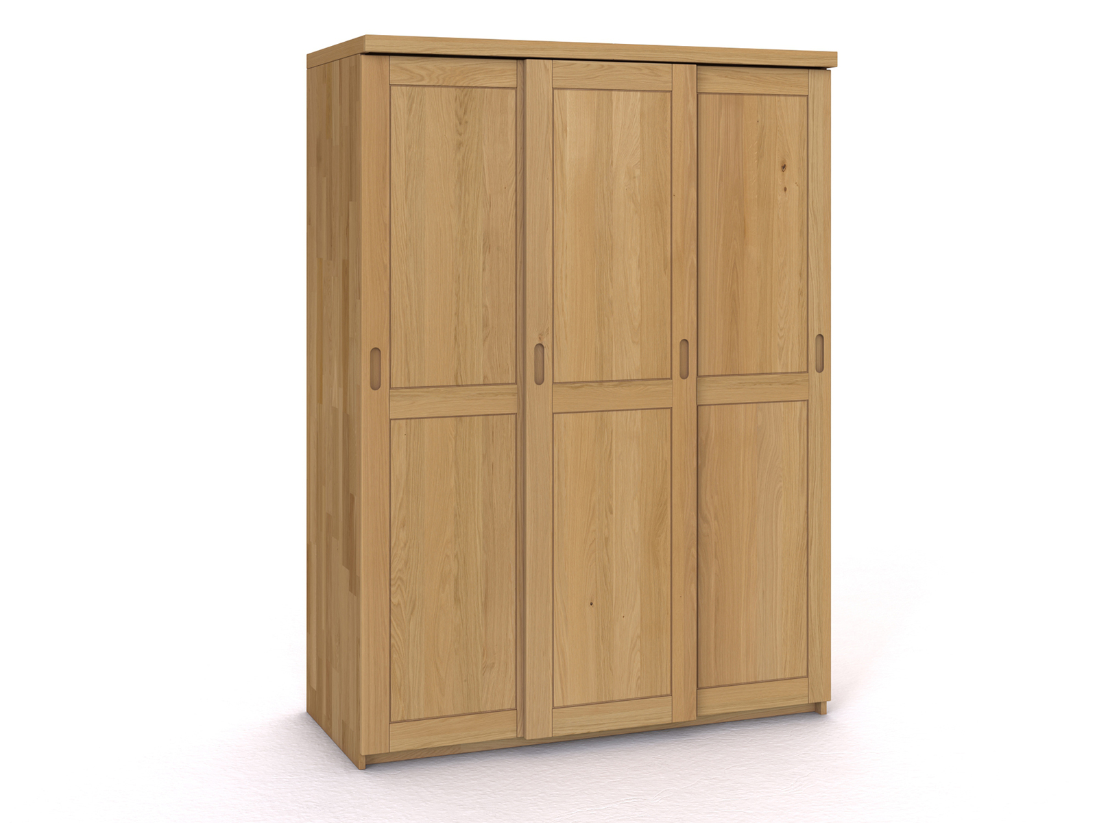 Schiebetüreschrank „Edelweiß" aus Eiche Hell, 3-türig schmal, Höhe 208 cm